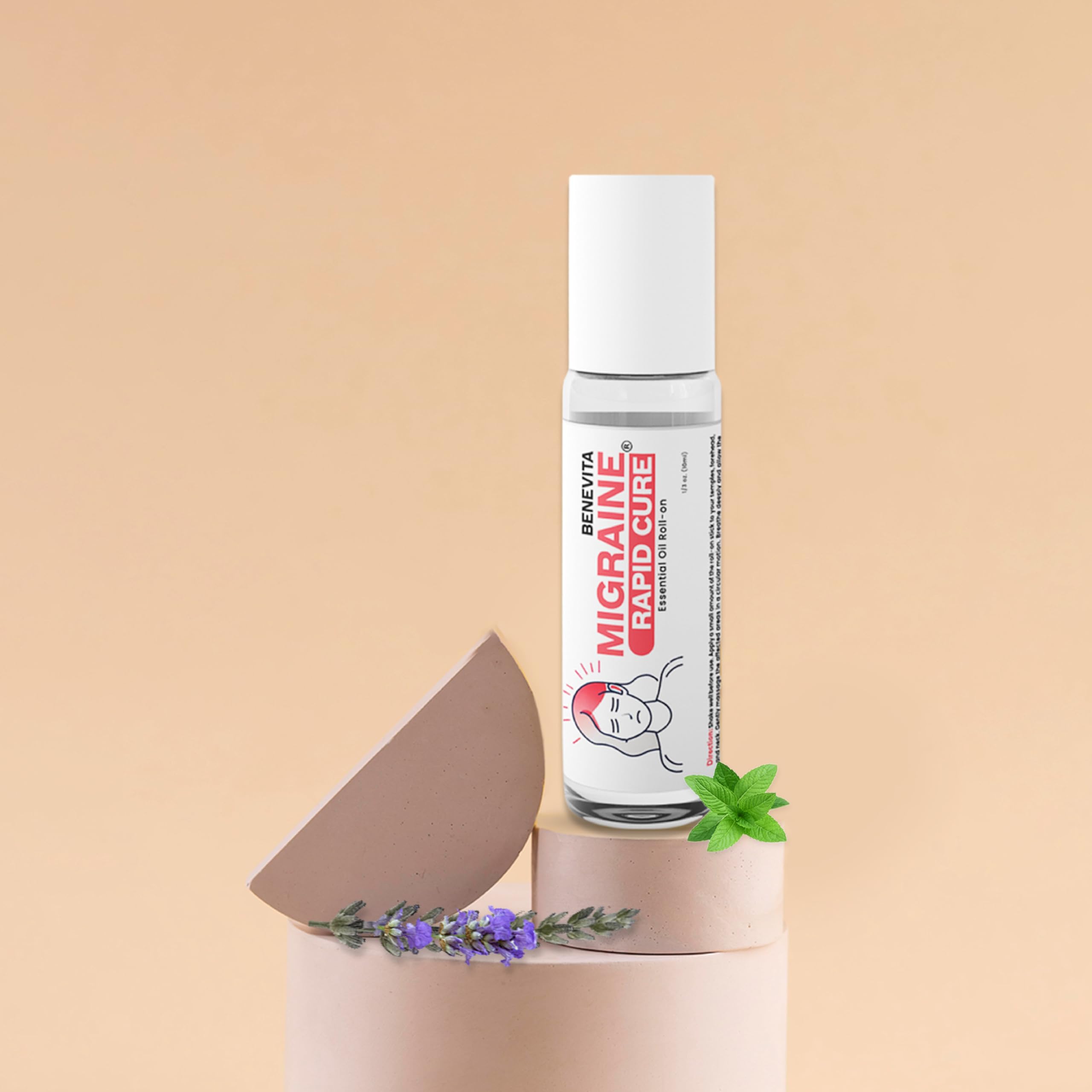 Benevita Migraine Relief Stick Roll-On – Organic, Natural, Cruelty-Free Headache Relief Roll-On – Peppermint, Spearmint, & Lavender Essential Oil Roller for Tension & Stress Benevita Au supplements