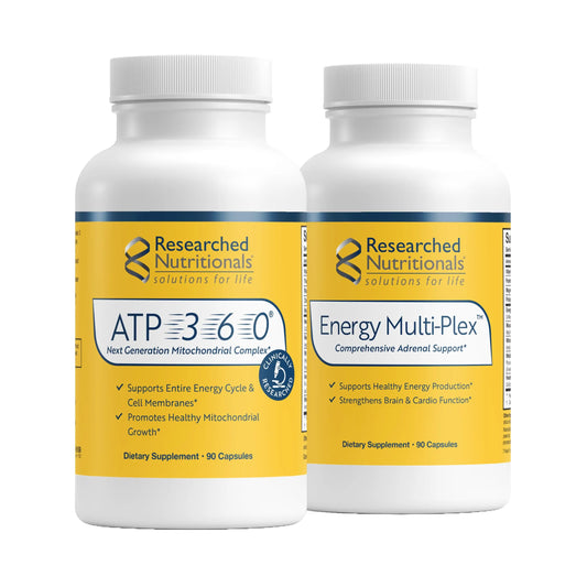 Researched Nutritionals Mens & Womens Vitamins - Optimized Energy Duo - Adrenal Support & Mitochondrial Supplements to Promote Optimal Cellular Energy - ATP 360 & Multi-Plex Researched NutritionalsAu supplements