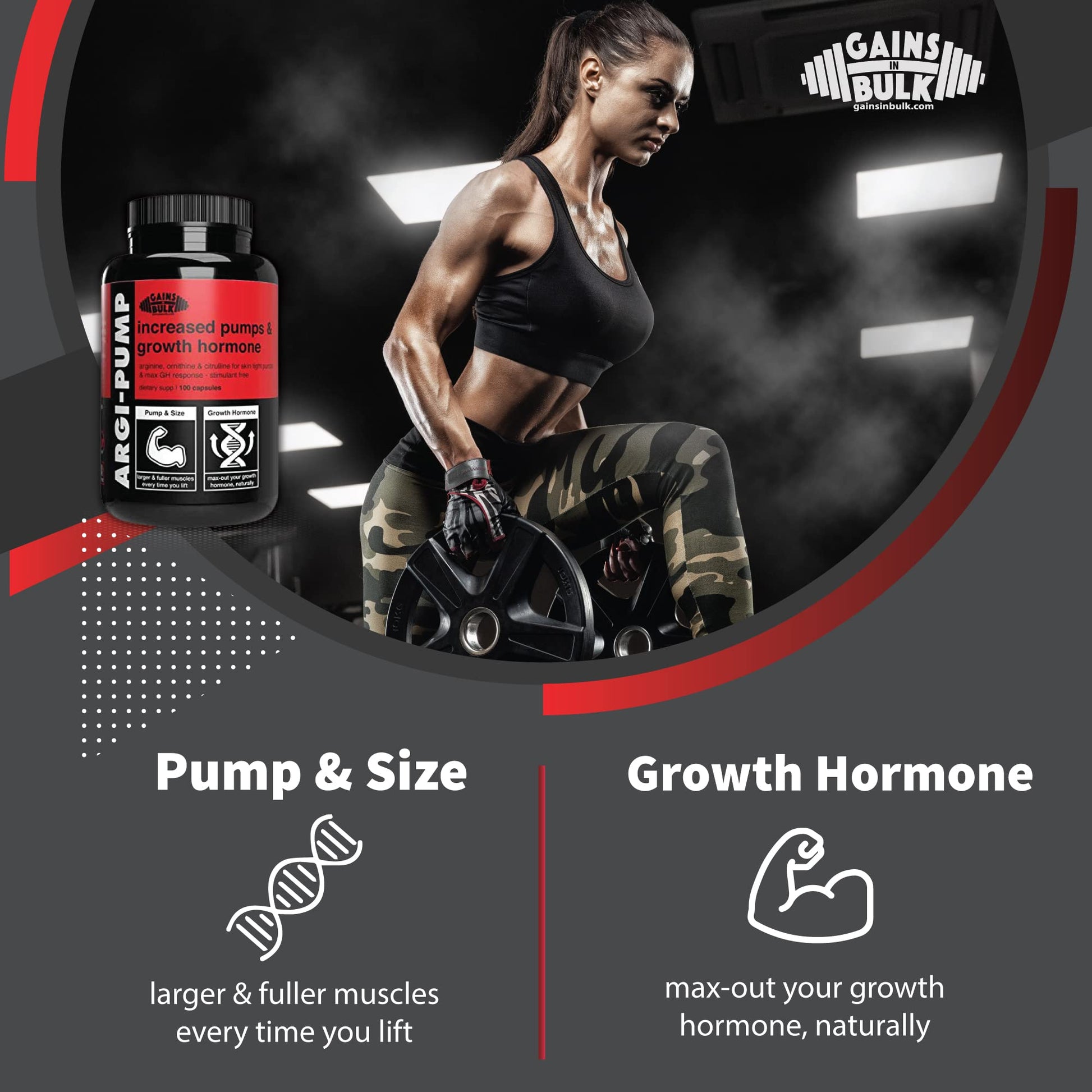 Gains in Bulk, Argi Pump, L-Arginine Nitric Oxide Booster with L-Citrulline and L-Ornithine GAINS IN BULK GAINSINBULK.COM Au supplements