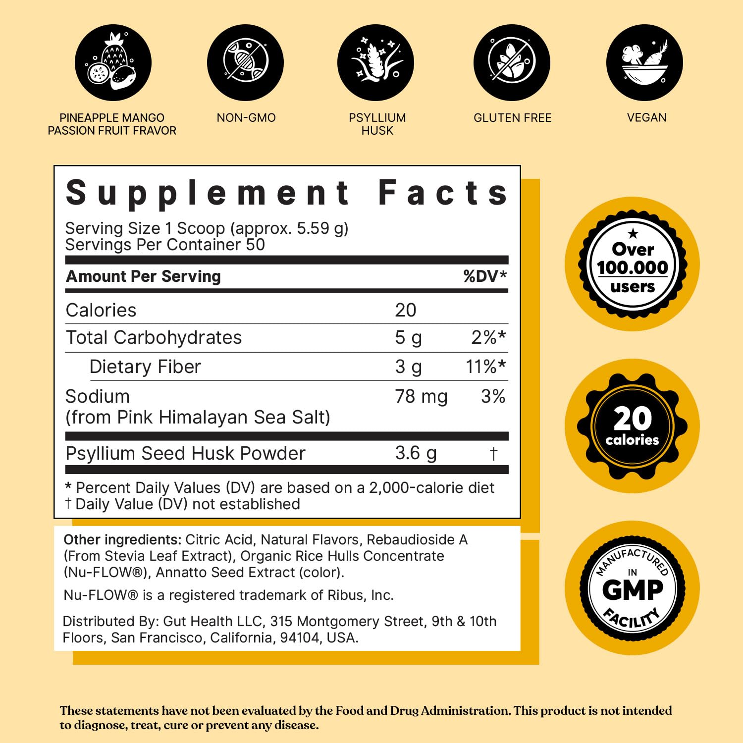 ColonBroom Psyllium Husk Powder with Stevia (Tropical Fruits) - Colon Cleanse for Bloating Relief & Gut Health - Colon Broom Fiber Powder Drink - Vegan Fiber Powder Stevia Supplement, 150 Servings ColonBroom Au supplements