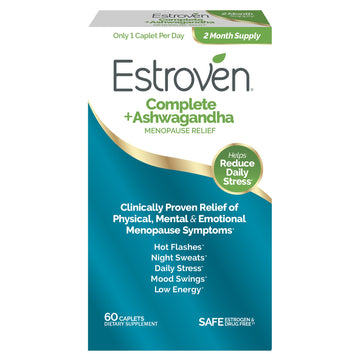 Estroven Complete + Ashwagandha Multi-Symptom Menopause Supplement for Women - 60 Ct. - Clinically Proven Ingredients Provide Menopause Relief & Night Sweats + Hot Flash Relief* - Drug-Free & Non-GMO Estroven Au supplements