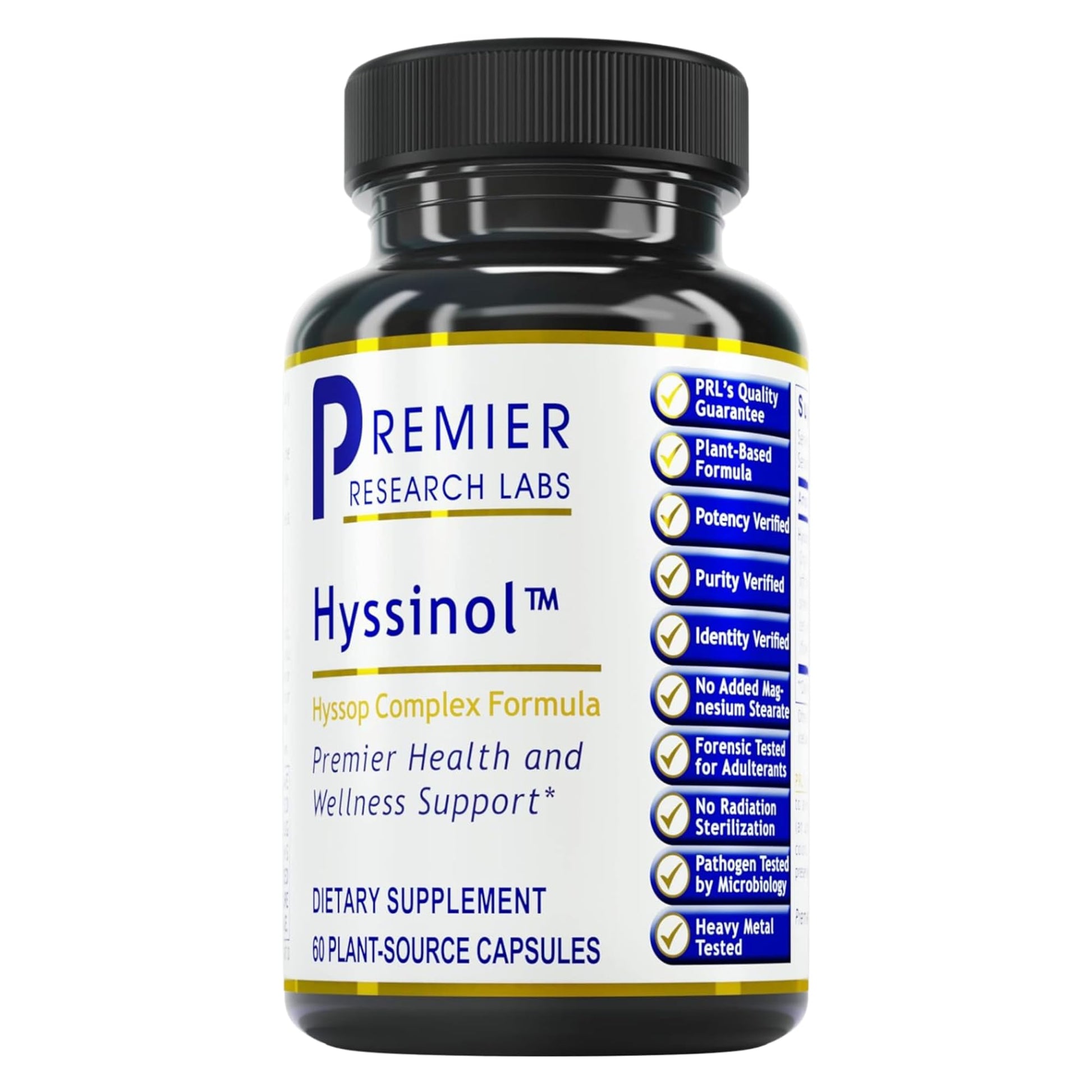 Premier Research Labs Hyssinol - Hyssop Herb, Hyssop Capsules, Wellness Pills with Organic Hyssop Dry Herb, Dietary Supplement with Green Tea, Antioxidant Support - 60 Vegetarian Capsules Premier Research Labs Au supplements