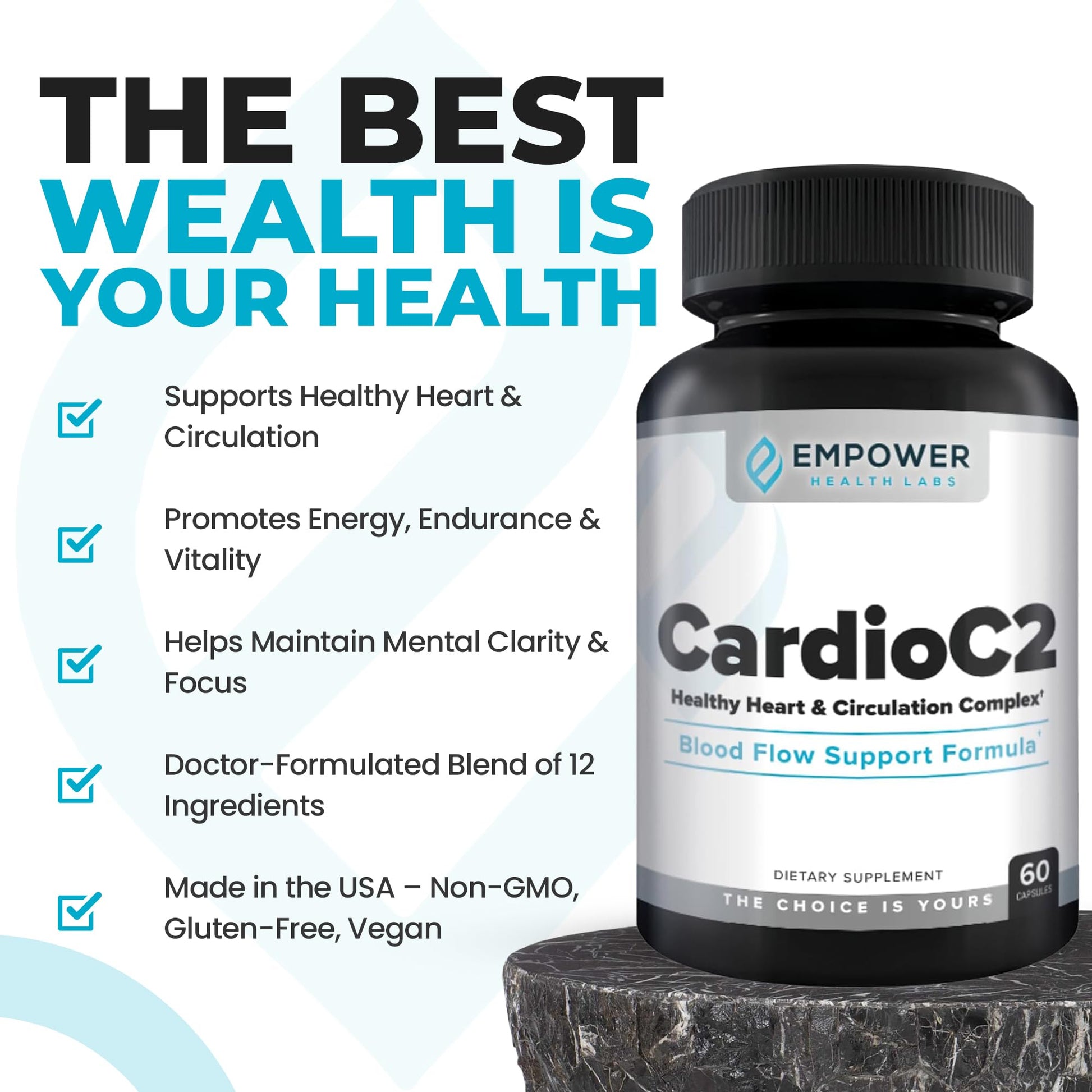 Empower Health Labs CardioC2 Circulation & Energy Support – Doctor-Formulated Blend with Beet Root, Black Garlic, Hawthorn & CoQ10 – Supports Healthy Blood Flow, Energy & Clarity – 60 Capsules Empower Health Labs Au supplements