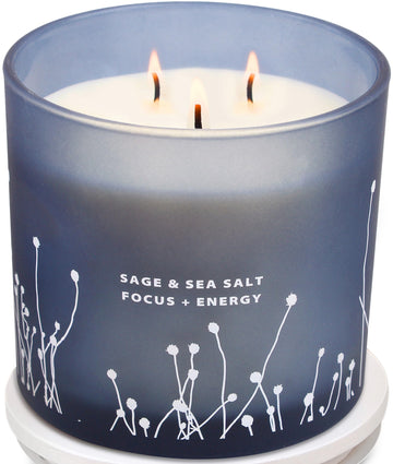 White Sage Sea Salt 3 Wick Candle 14.5 oz | Sage Candles for Cleansing House | Large Soy Candles GIFTAWAY Au supplements