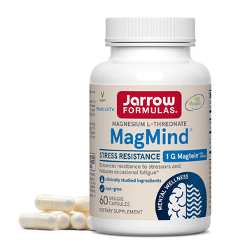 Jarrow Formulas Magnesium L-Threonate, MagMind Stress Resistance with L-Theanine and Rhodiolife, High Absorption Magnesium, Stress Relief and Mood Support, 60 Veggie Capsules, Up to a 30 Day Supply Jarrow Formulas Au supplements