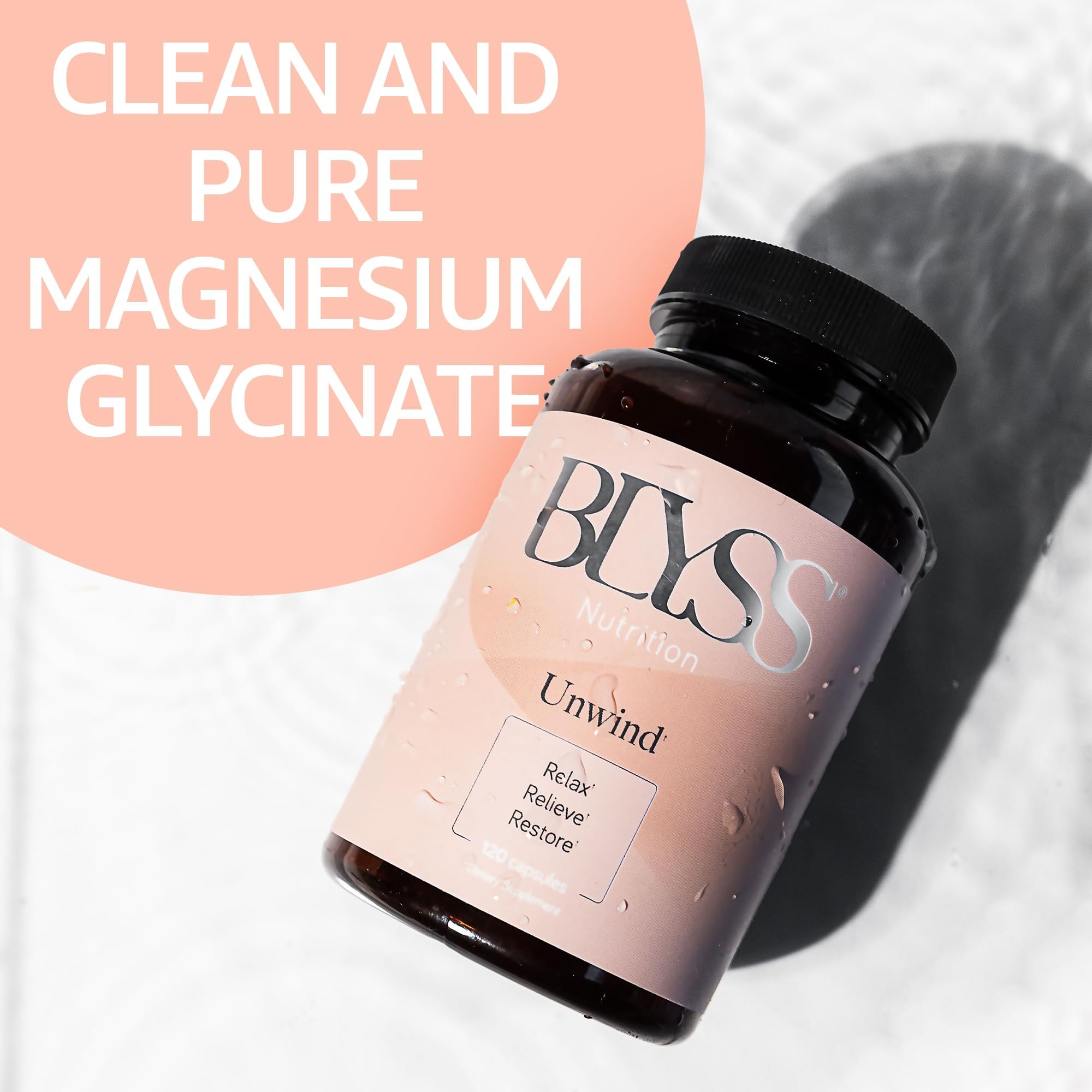 BLYSS Nutrition Magnesium Bisglycinate Capsules for Women - 200mg Chelated Glycinate Magnesium Supplement - Natural Supplements to Support Sleep, Mood Support & Muscle Cramps - 120 ct BLYSS Nutrition Au supplements