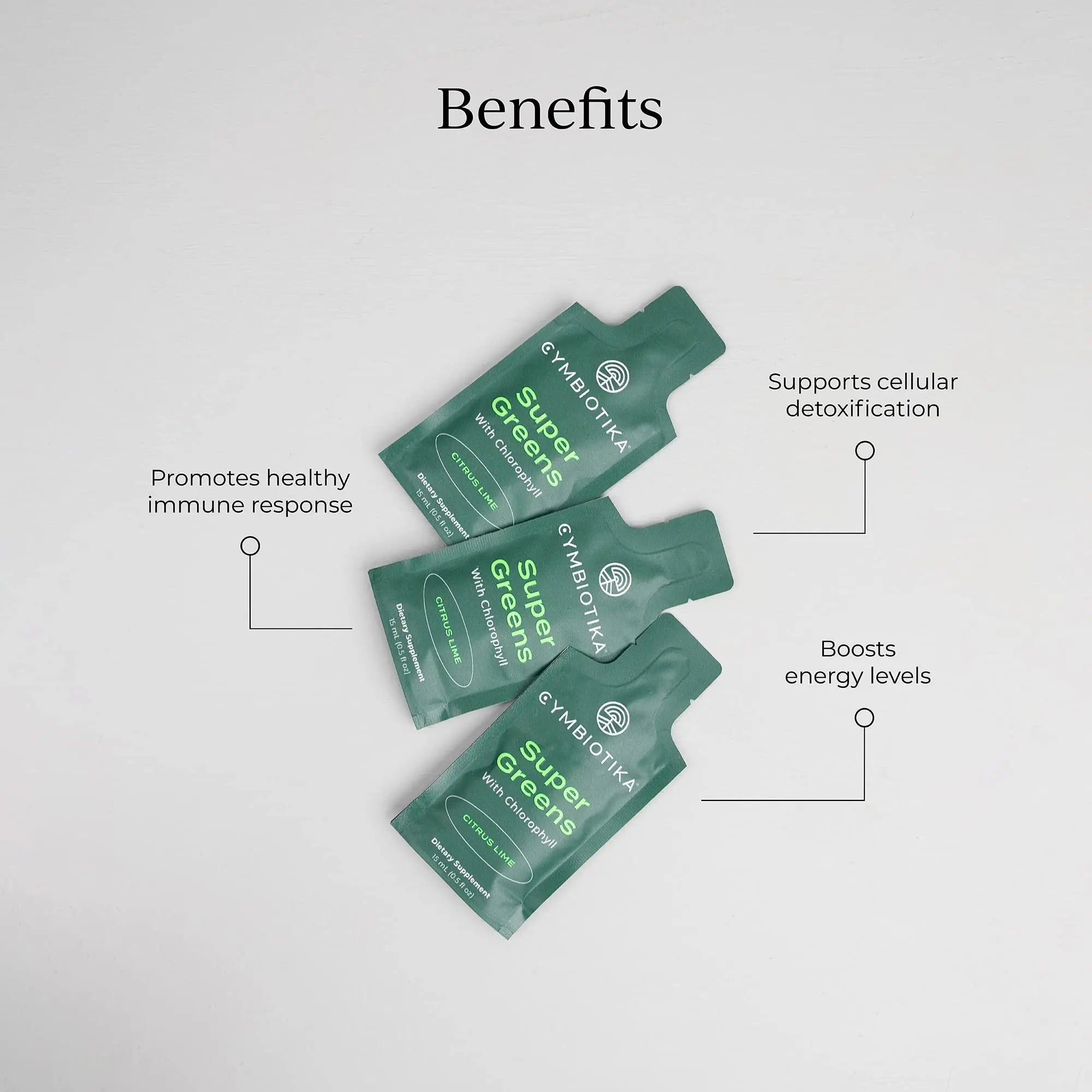 CYMBIOTIKA Super Greens Supplement with Chlorophyll, Spirulina, Daily Vegan Superfood Packets for Digestive Gut Health, Detox, Energy and Immune Support, Citrus Lime Flavor, 15 mL Pouches, 30 Pack CYMBIOTIKA Au supplements