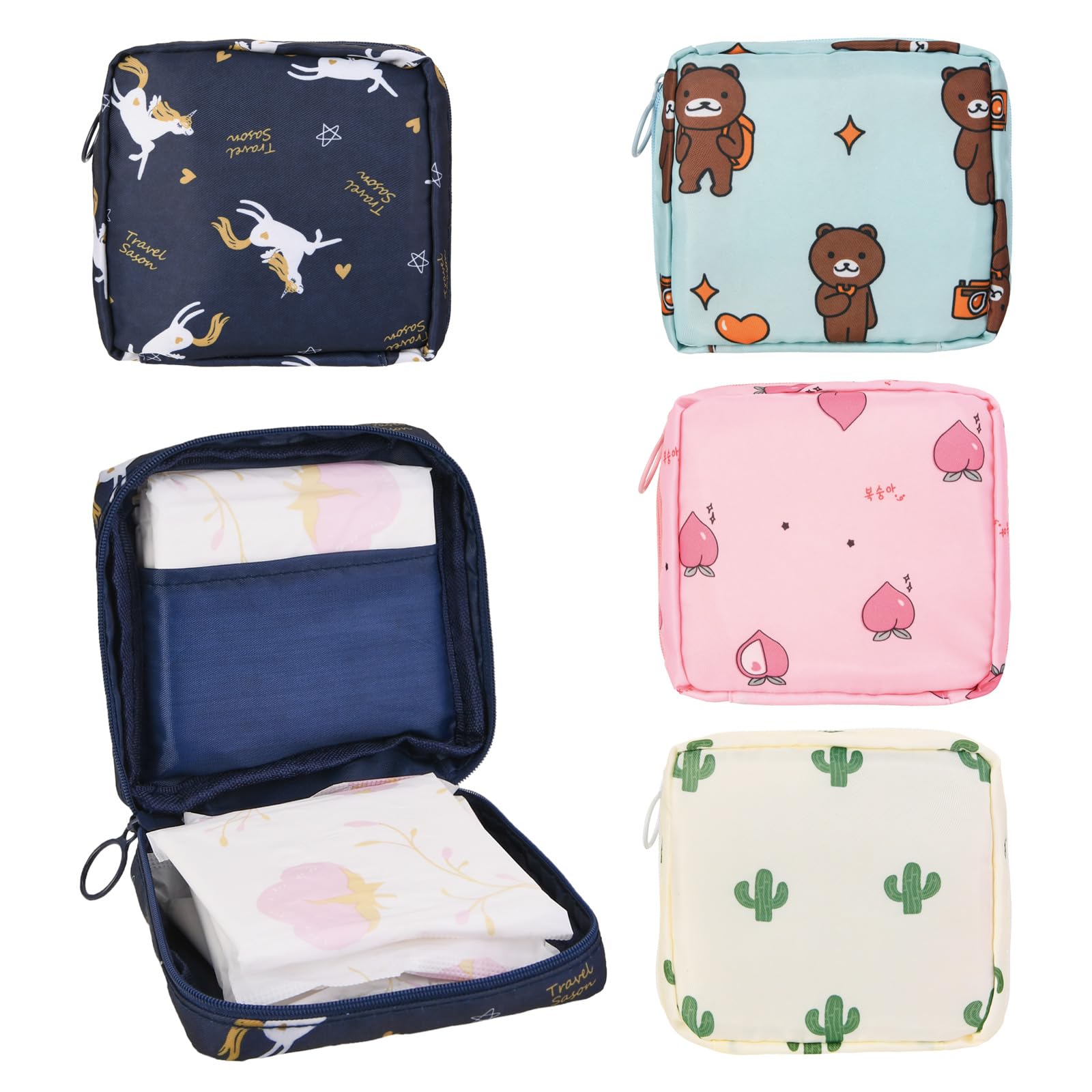 4Pcs Period Bag, Sanitary Pad Storage Bag Samll Period Pouch for Purse Cute Menstrual Period Bag Aster Au supplements