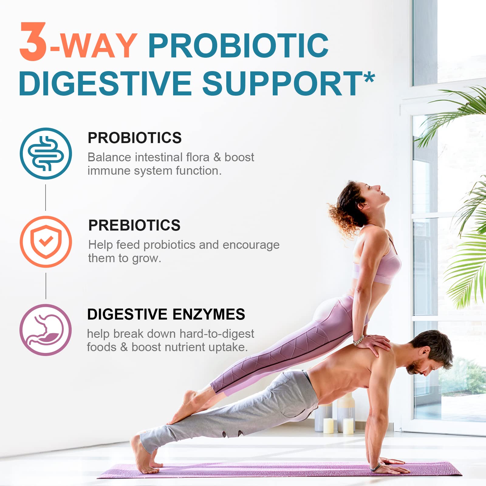 CANLIST Probiotics 120 Billion CFUs 18 Strains, 3 Prebiotics & Digestive Enzymes for Men Women,Digestive & Immune Support,Shelf Stable Non-GMO 60 Capsules CANLIST Au supplements