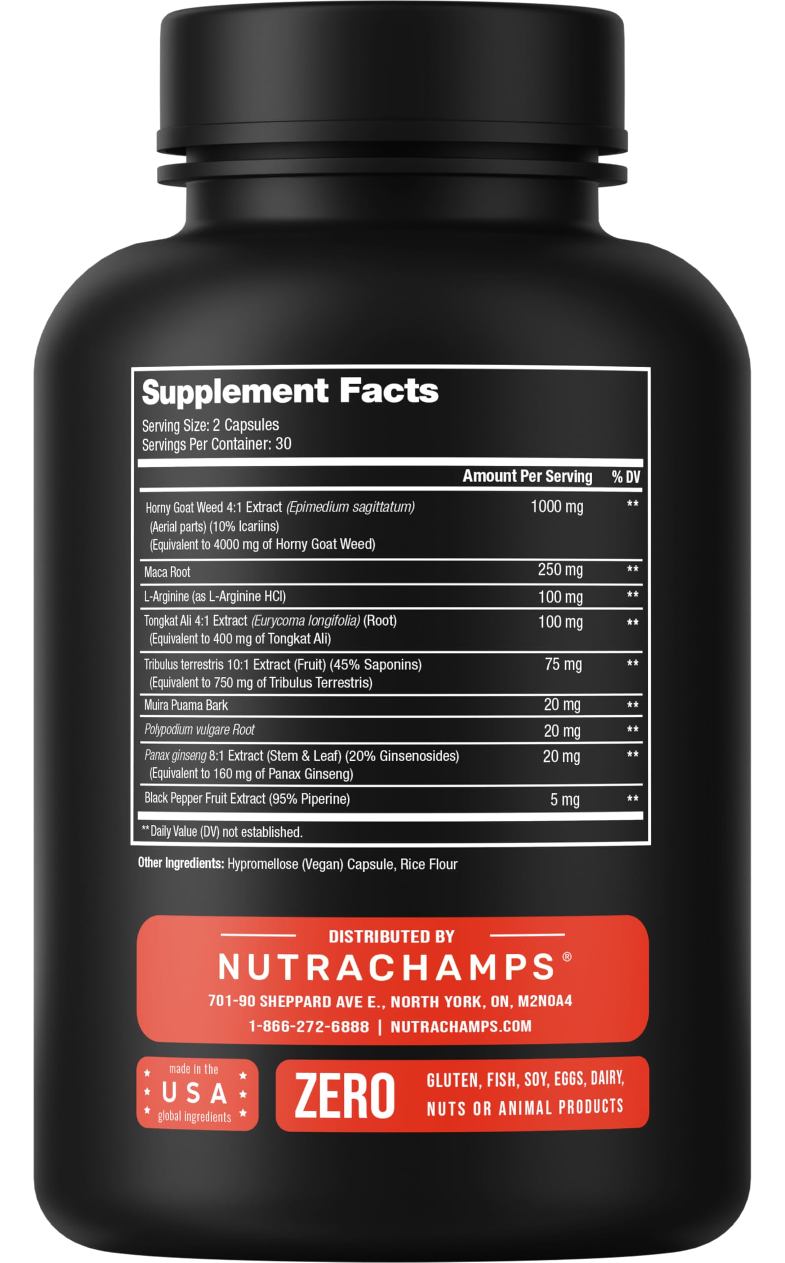NutraChamps Horny Goat Weed, 1000mg Epimedium Energy Supplement, 10X Strength Icariin, Ginseng, Tribulus & Maca Pills for Women & Men, Enhanced Absorption with Black Pepper, 60 Vegan Capsules NutraChamps Au supplements