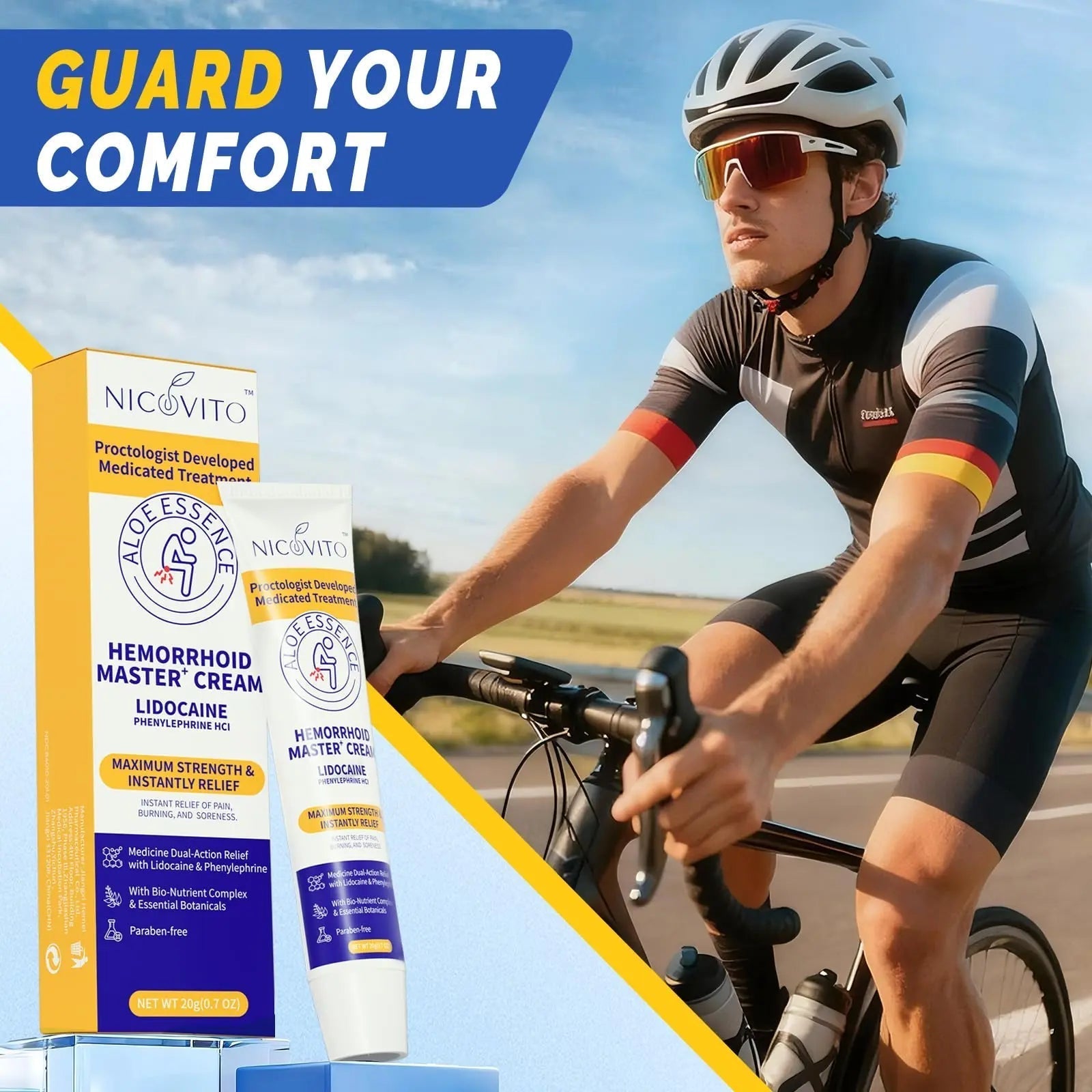 NICOVITO Hemorrhoid & Fissure Treatment Cream, 4% Lidocaine & Phenylephrine HCl Ointment, Maximum Strength Fast Relief for Pain, Itching & Swelling, External Use (0.7 oz) NICOVITO Au supplements