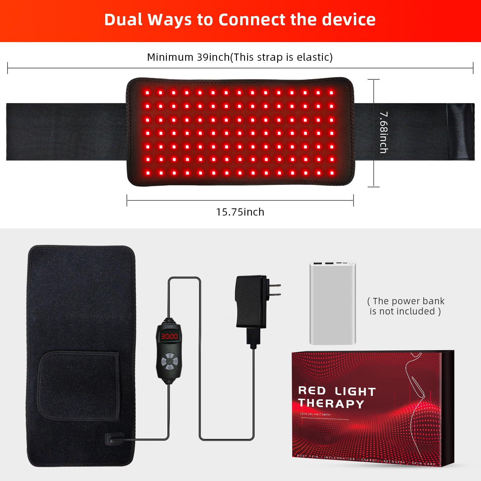 Red Light Therapy Infrared Light Therapy Heating Wrap Belt for Body Back Knee Shoulder Waist Muscle Pain AKYSUN Au supplements