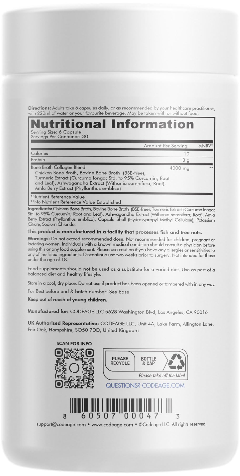 Codeage Bone Broth Collagen Capsules Grass Fed - Pasture Raised Chicken Bone Broth Collagen Codeage Au supplements