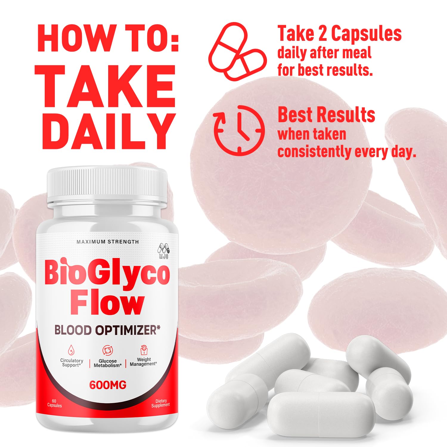 BioGlyco Flow Capsules, Official BioGlyco Flow Pills with All Natural Ingredients, Advanced Overall Health & Wellness Support in a Vitamin Supplement with Maximum Strength Multivitamins (60 Capsules) MJO Au supplements