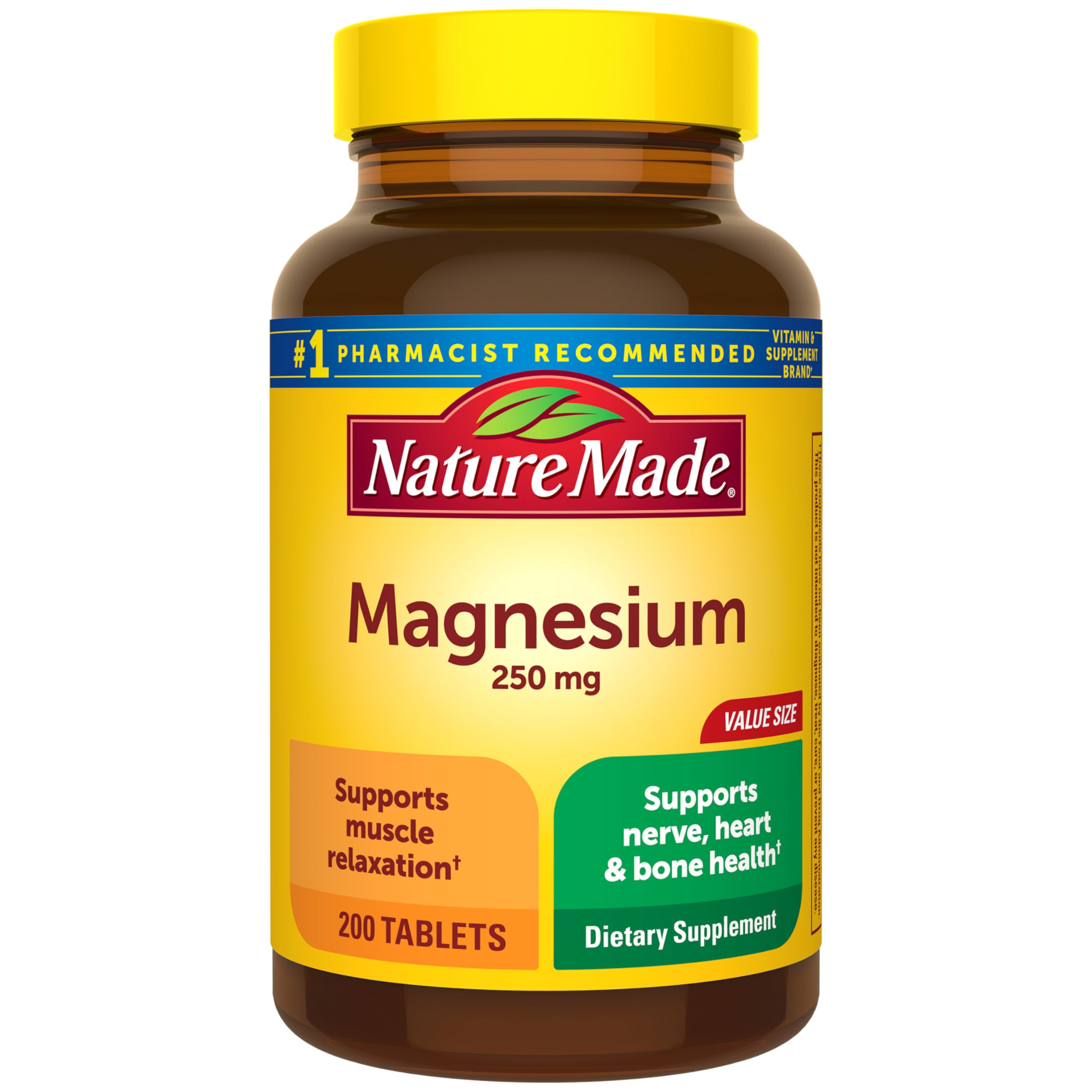 Nature Made Magnesium Oxide 250 mg, Magnesium Supplements for Men and Women, Support for Muscle, Heart, Bone and Nerve Health, 200 Tablets, 200 Day Supply Nature Made Au supplements