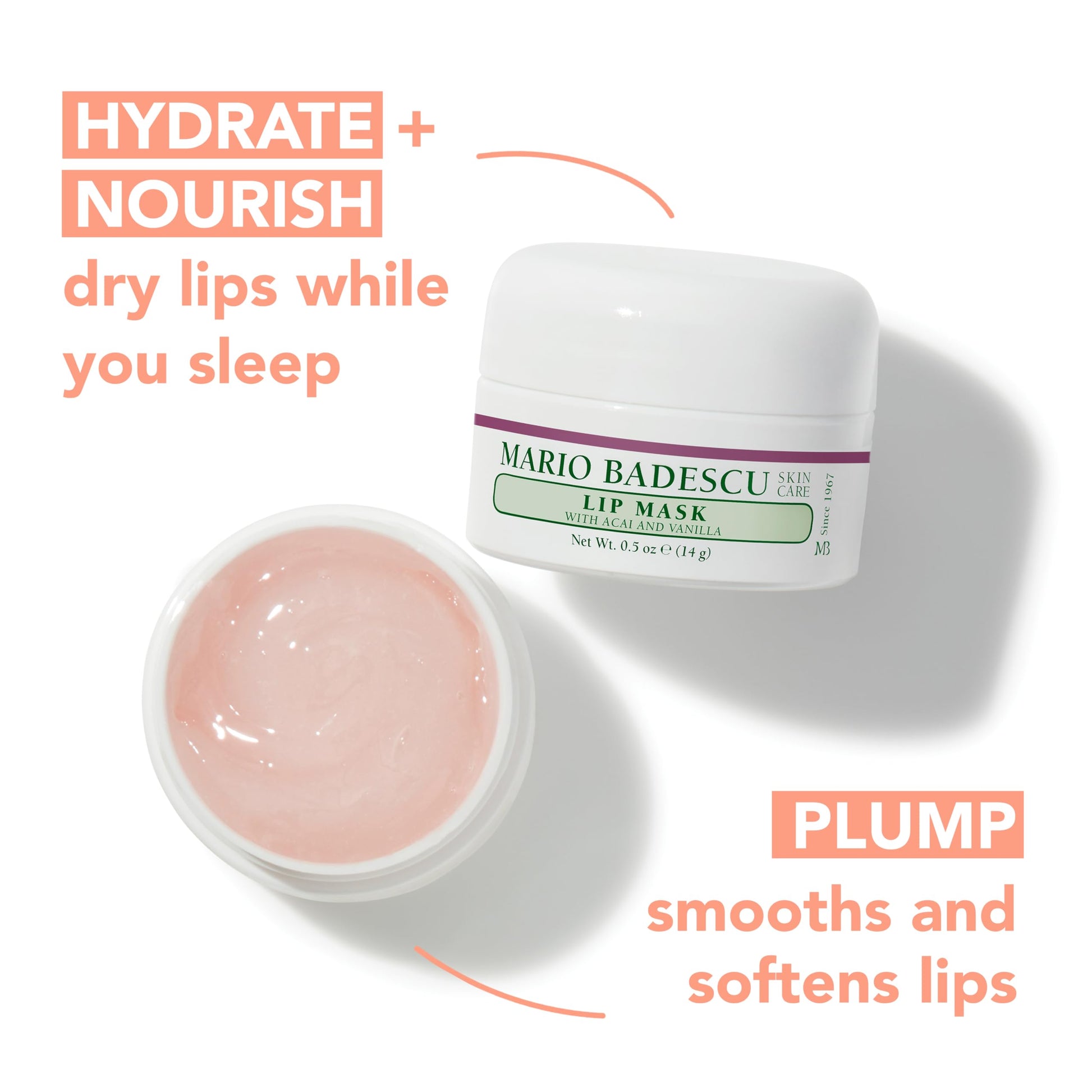 Mario Badescu Lip Mask with Acai and Vanilla for All Skin Types, Overnight Lip Treatment Enriched With Skin Softening Coconut Oil and Hydrating Shea Butter, 0.5 Ounces Mario Badescu Au supplements