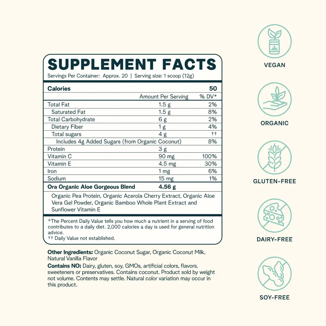 Ora Organic Vegan Collagen-Boosting Powder for Women and Men - Hair, Skin, & Nails Support - Bamboo Silica, Plant-Based Protein, Organic Vitamin C, Aloe Vera - Vanilla Flavor, 20 Servings Ora Organic Au supplements