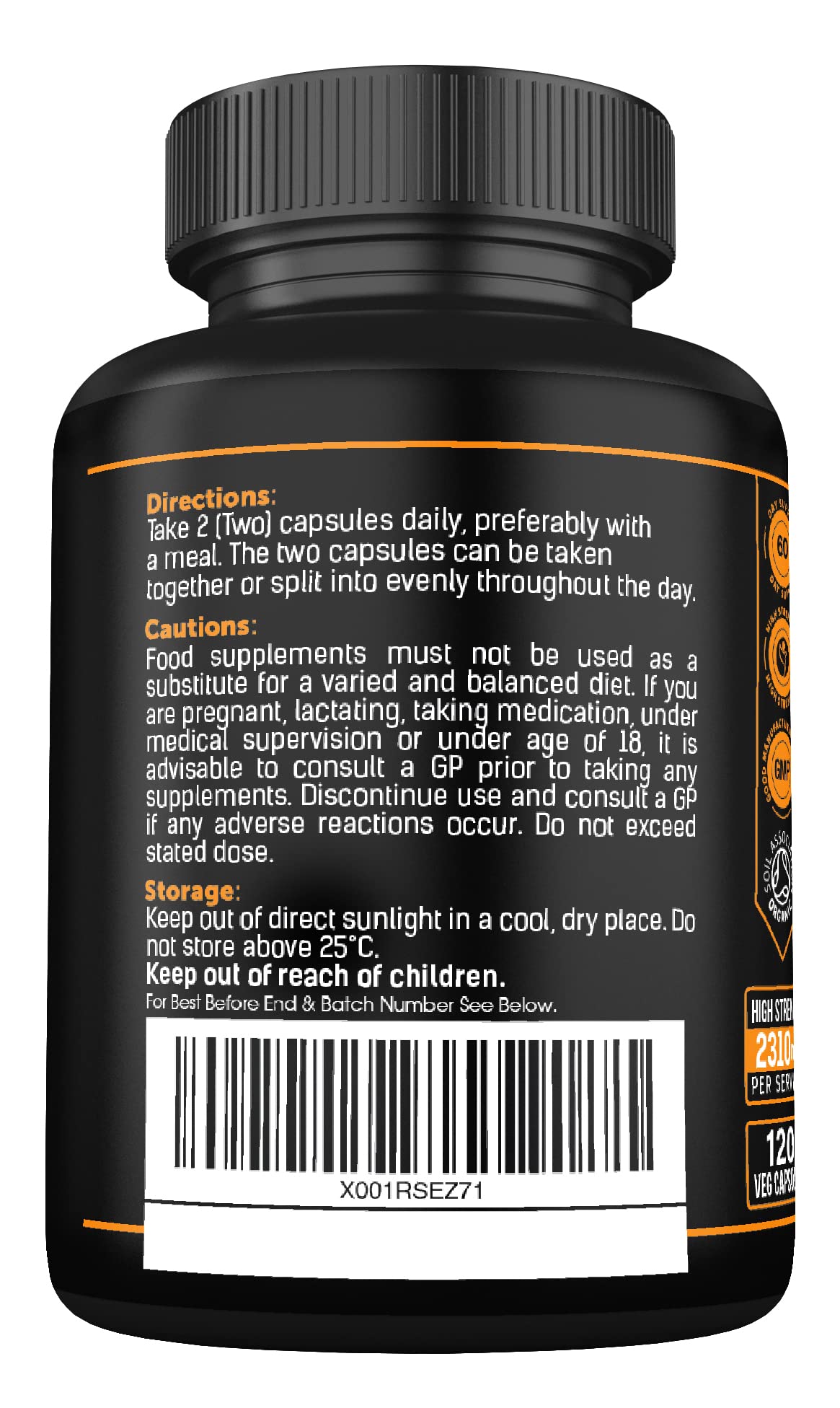 Organic Ashwagandha Capsules 1200mg Boosted with 100mg of Organic KSM-66 SS Sport Supplies Au supplements