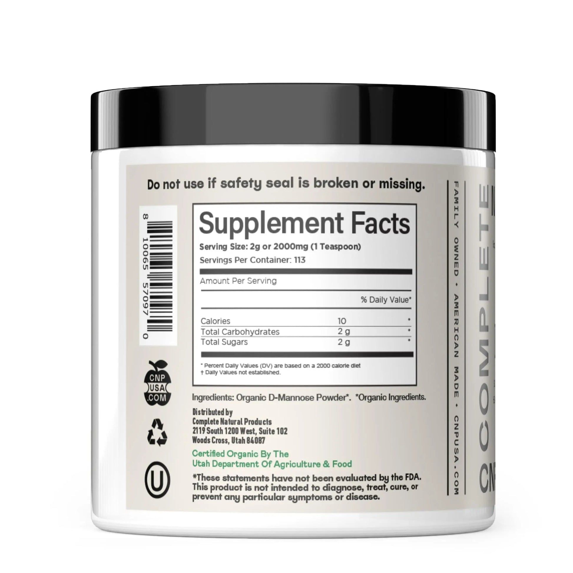 CNP Organic D Mannose Powder 2000mg - Powder D Mannose Supplement for UTI Support, Pure D-Mannose Powder from Guar Beans, Vegan Non GMO Clean Formula, Bladder Urinary Tract Health Supplement Use Complete Natural Products Au supplements