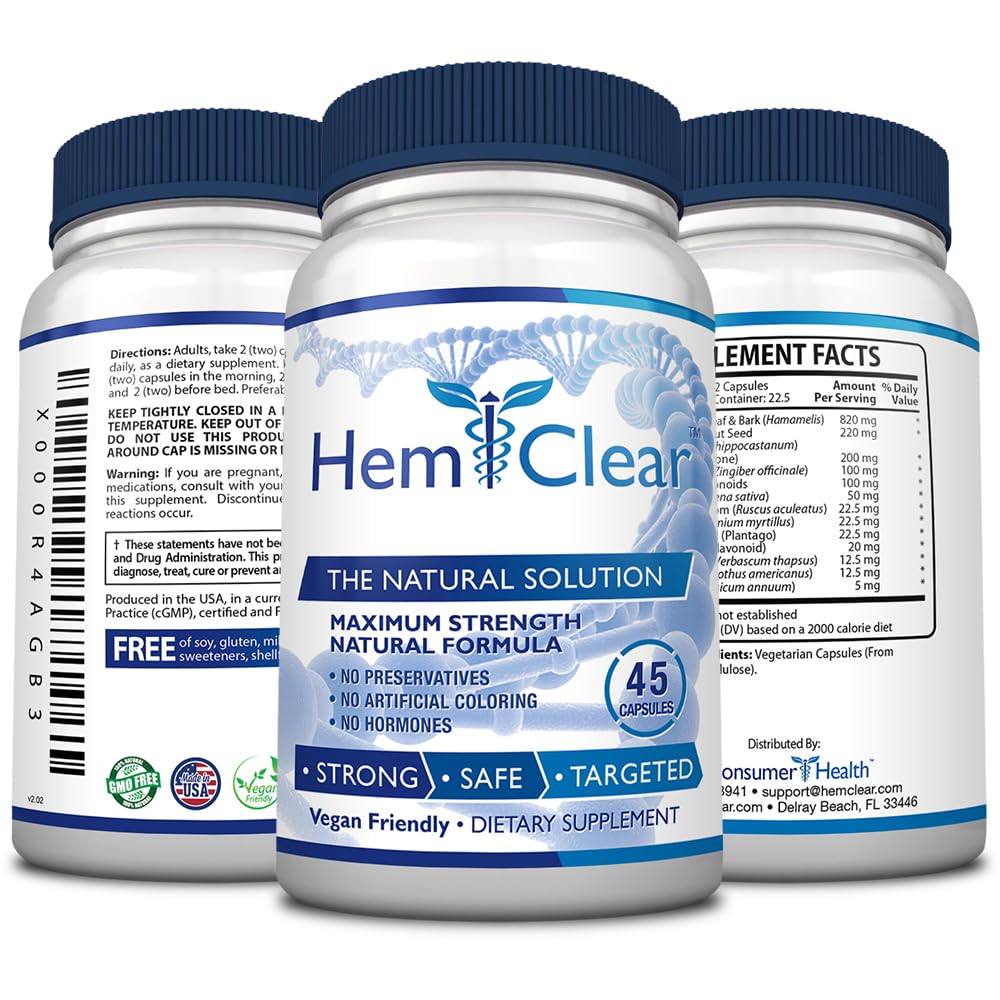 HemClear for Hemorrhoids - Vegan Formula for Hemorrhoid Relief & Vascular Health - Maximum Strength 2 Bottle 90 Capsules Hemclear Au supplements