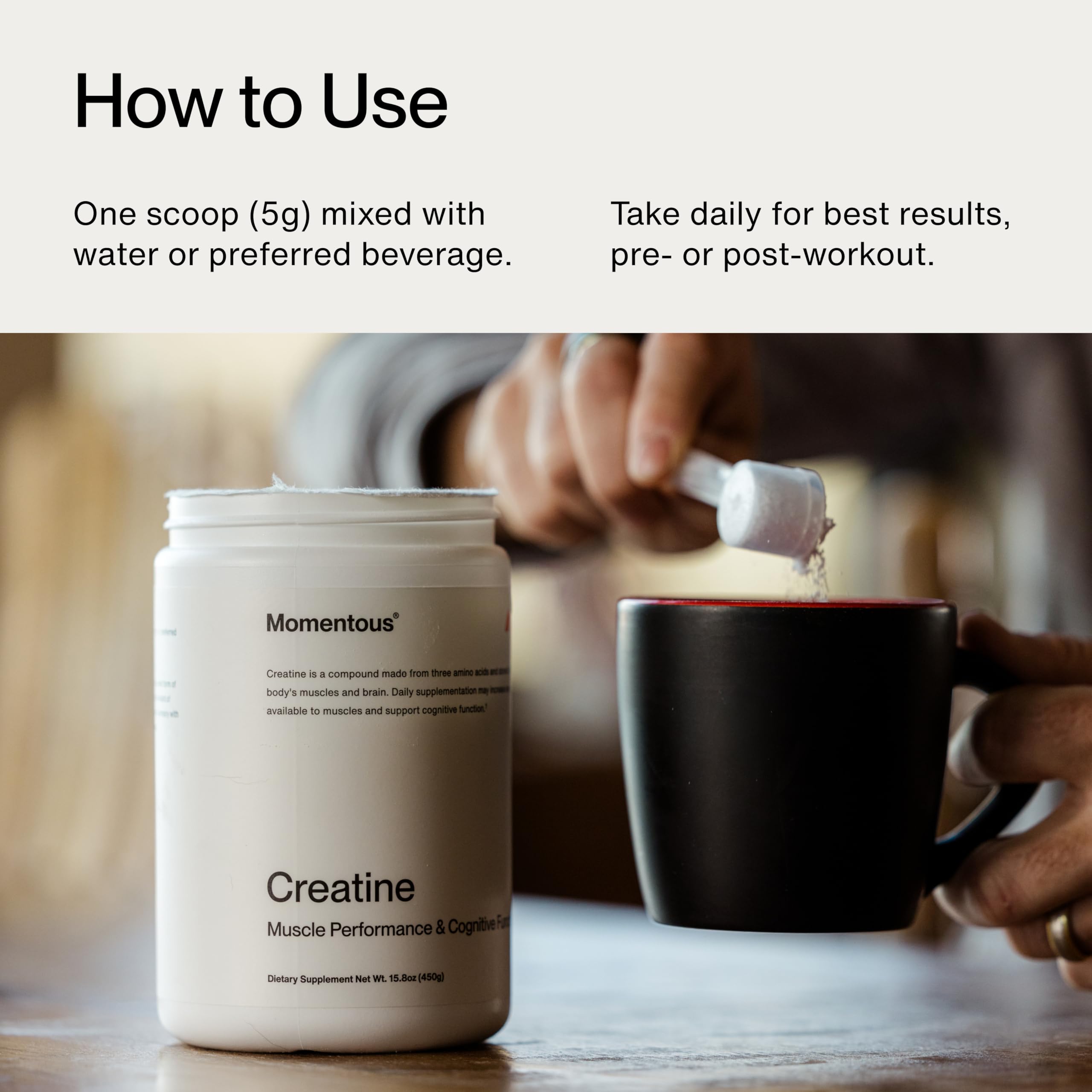 Momentous Creatine Monohydrate Powder - Creatine Powder - Supports Strength, Lean Muscle, & Recovery for Men & Women - NSF Certified for Sport - 5 g per Serving - 90 Servings Momentous Au supplements