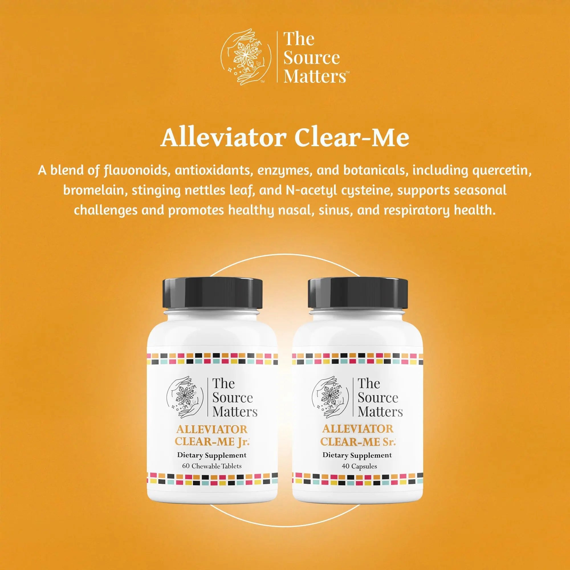 The Source Matters Alleviator Clear-ME SR Seasonal Allergy Relief and Immune Support | Quercetin, Bromelain, Stinging Nettles, NAC, and Vitamin C (40 Capsules) THE SOURCE MATTERS Au supplements