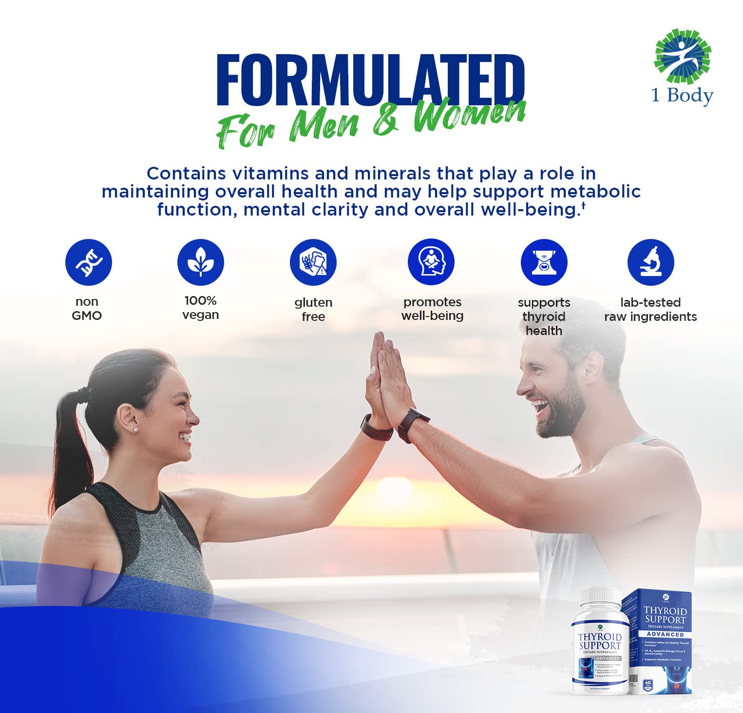 1 Body Thyroid Support Supplement for Women and Men - 2 Pack 60 Days 1 Body Au supplements