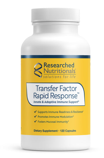 Researched Nutritionals Transfer Factor Rapid Response Immune Support Supplement - Colostrum Blend with Beta Glucan, IP-6 & Lactoferrin, Fast-Acting Innate & Adaptive Immune Modulation (120 Capsules) Researched Nutritionals Au supplements