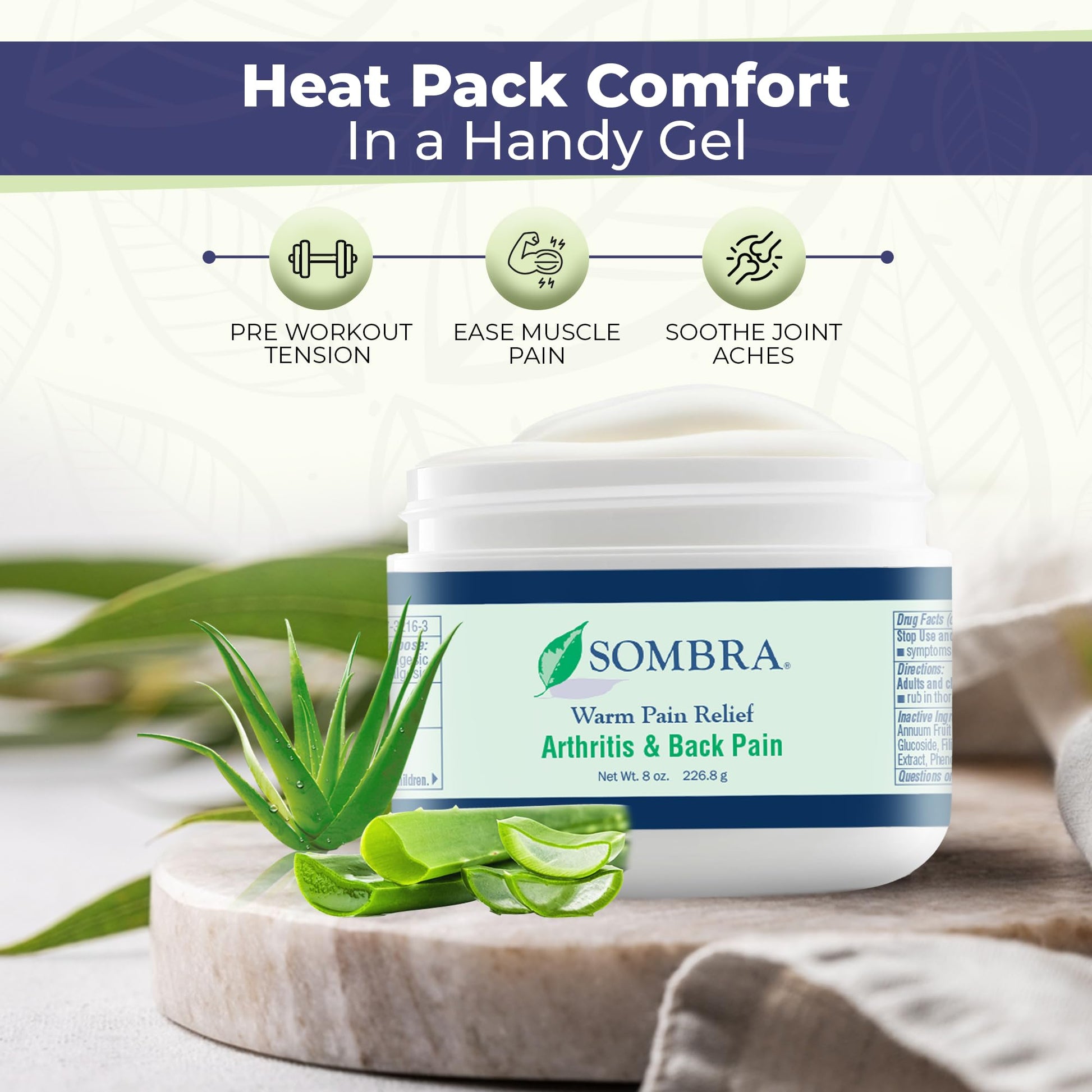Sombra Warm Pain Relief Gel, Warm Relief for Arthritis and Chronic Pain Pre-Workout Muscle Rub Vegan Formula Free of Artificial Fragrances, Dyes, NSAIDs, Wax, Petroleum, Alcohol - 8oz (2 Pack) Sombra Au supplements
