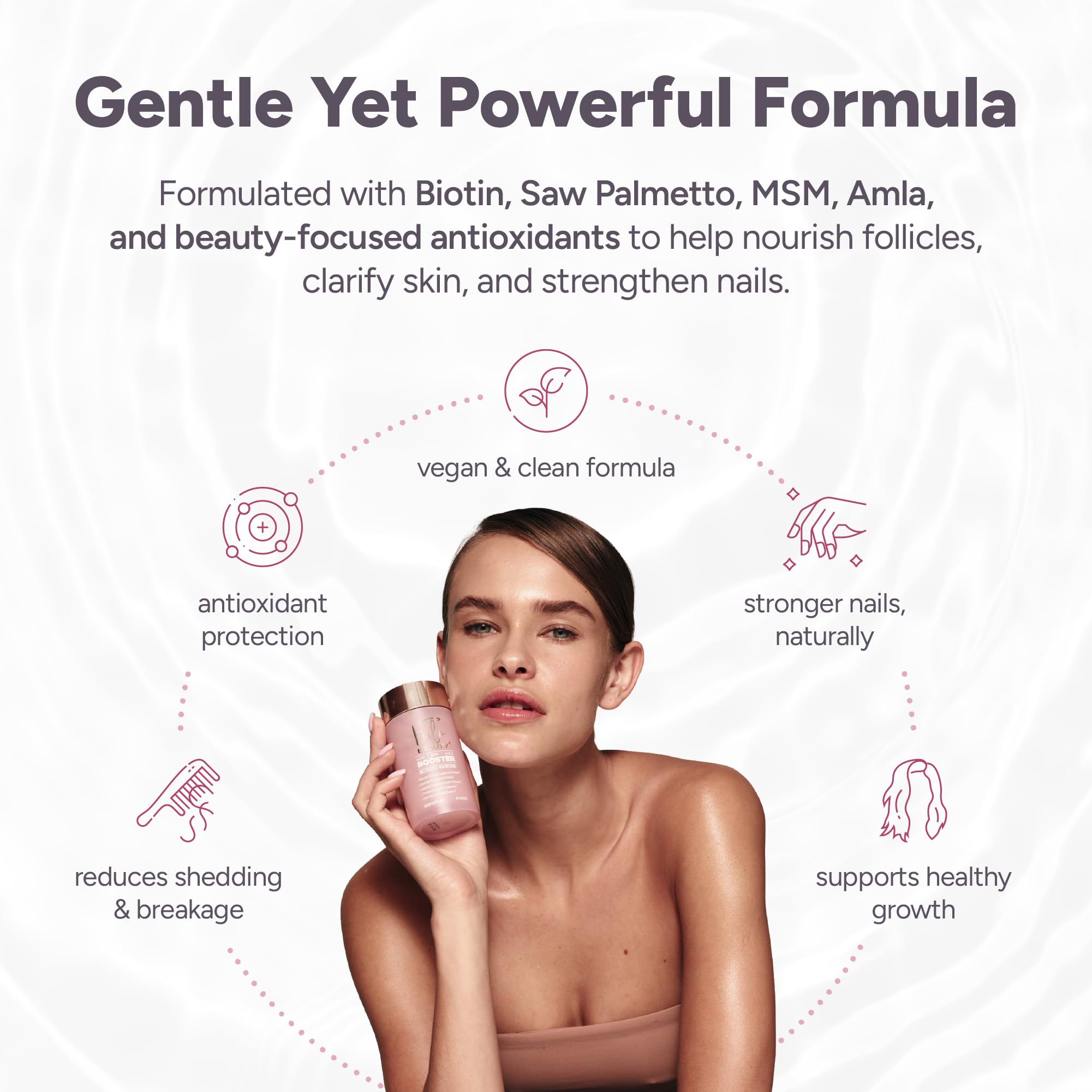 Halo Beauty Hair Skin & Nails Supplement | Thicker Hair Growth, Radiant Skin & Strong Nails Support with Biotin, Saw Palmetto & Phytoceramides | Vegan Capsules | Made in USA | 1-Month Supply Halo Beauty Au supplements