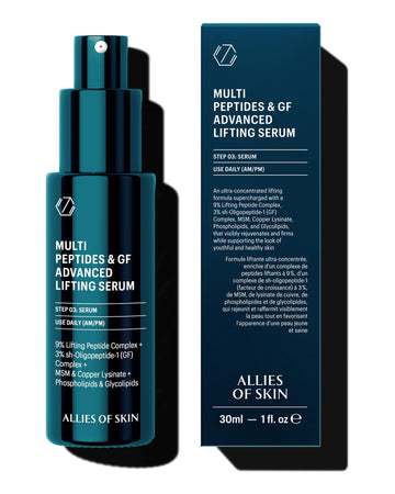 Allies of Skin Multi Peptides & Growth Factor Collagen Boosting Face Serum | Skin Tightening Anti-Aging Complex with 9% Peptides| Firms Sagging Skin & Visibly Reduces Wrinkles (1 oz) Allies of Skin Au supplements