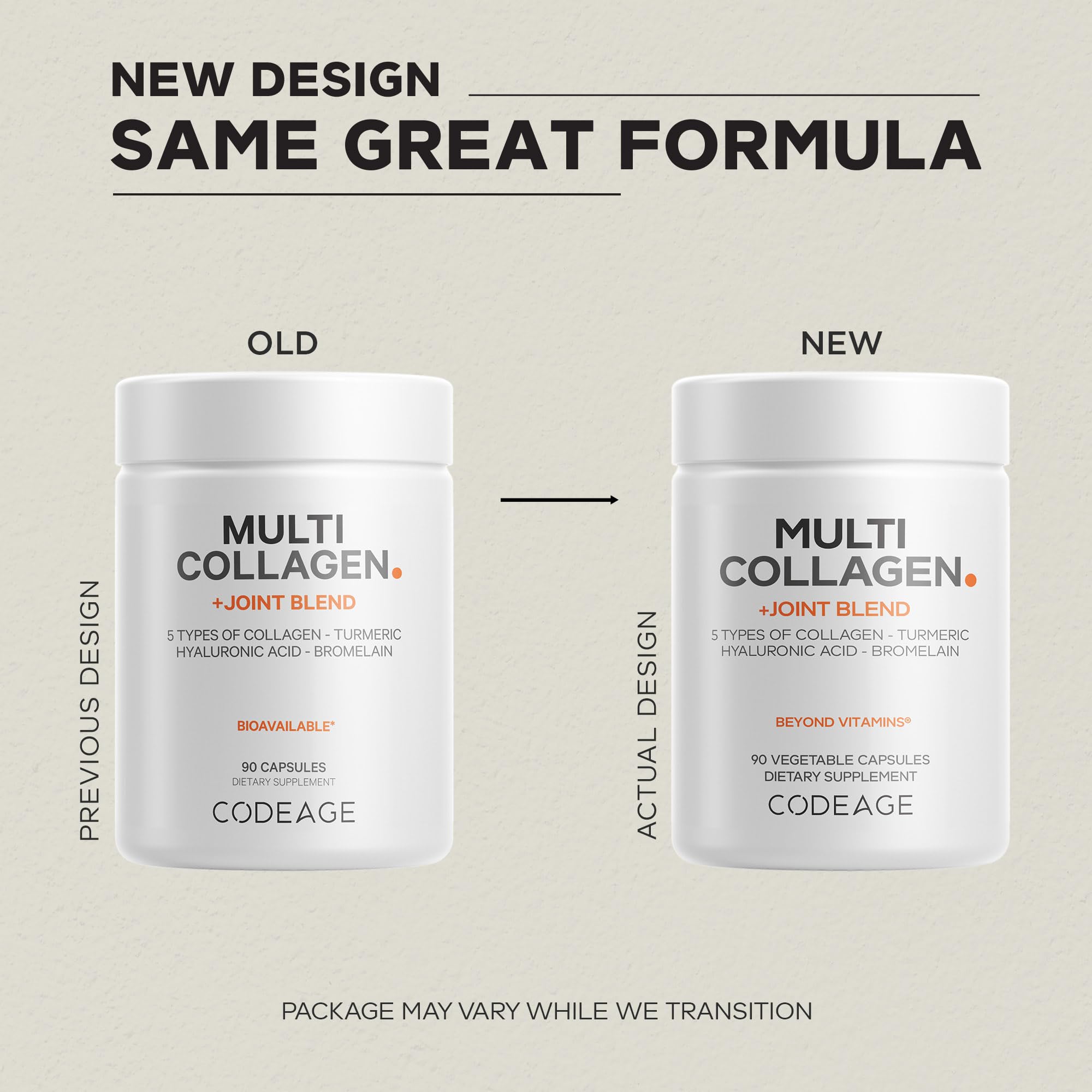 Codeage Multi Collagen Protein + Joint Blend Supplement, Hyaluronic Acid, Bromelain, Turmeric, Ginger, Boswellia, Astaxanthin - Hydrolyzed Bovine Collagen - 5 Collagen Types - Non-GMO - 90 Capsules Codeage Au supplements
