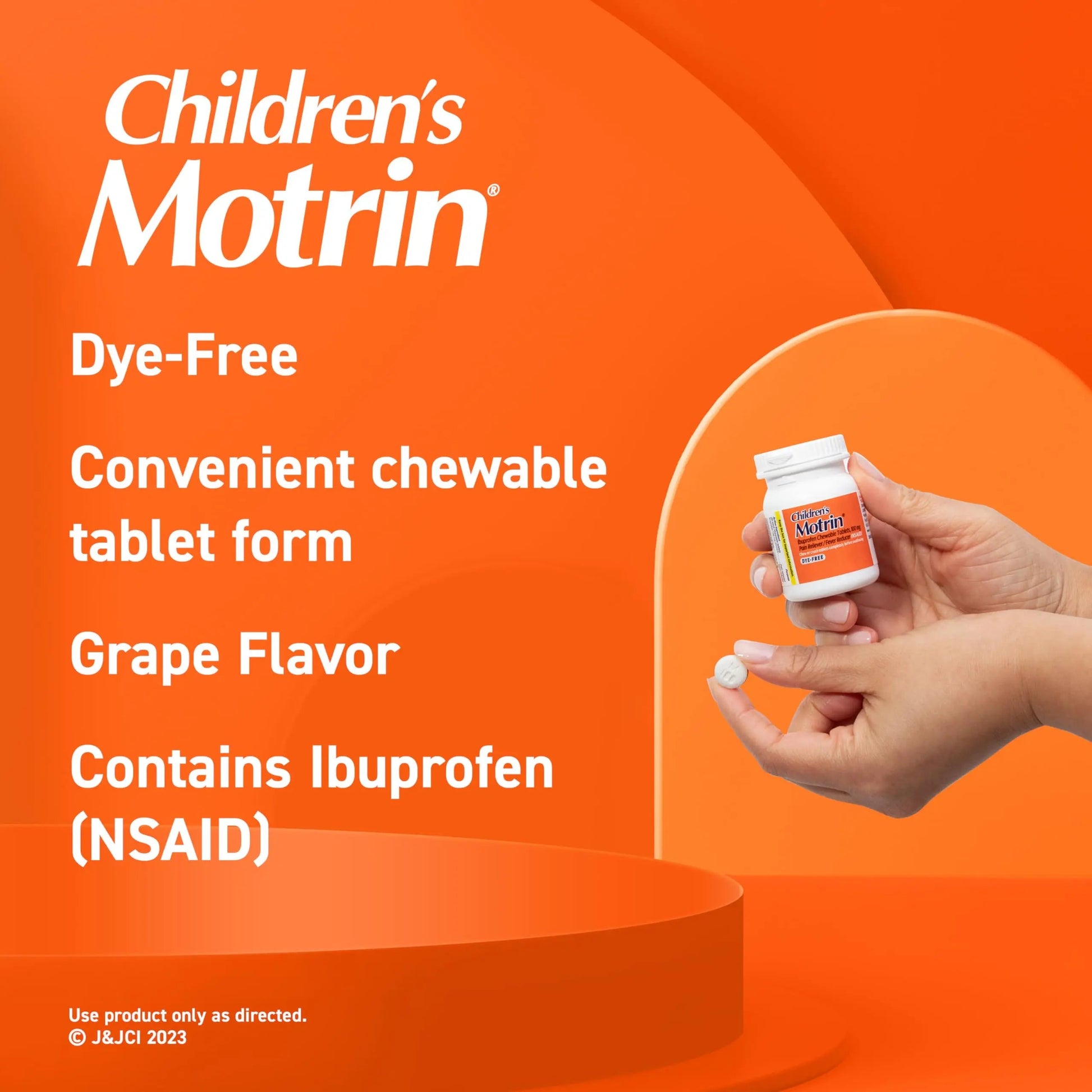 Motrin Children's Dye-Free Chewable Tablets with Ibuprofen, Kids' Fever Reducer & Pain Reliever for Sore Throat, Fever, Toothache & Pain Relief, Grape Flavor, 24 Count (Pack of 2) Motrin Au supplements