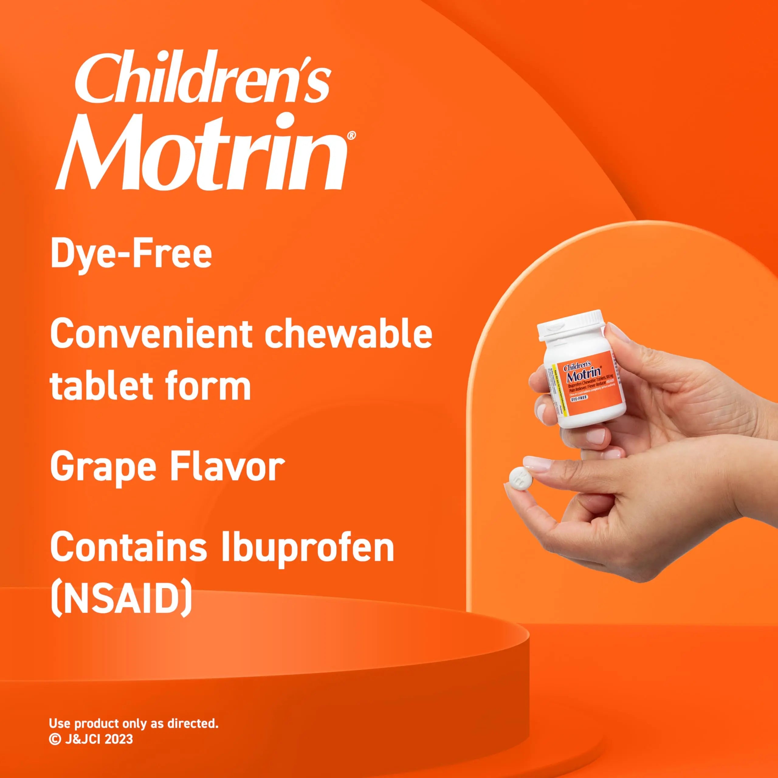 Motrin Children's Dye-Free Chewable Tablets with Ibuprofen, Kids' Fever Reducer & Pain Reliever for Sore Throat, Fever, Toothache & Pain Relief, Grape Flavor, 24 Count (Pack of 2) Motrin Au supplements