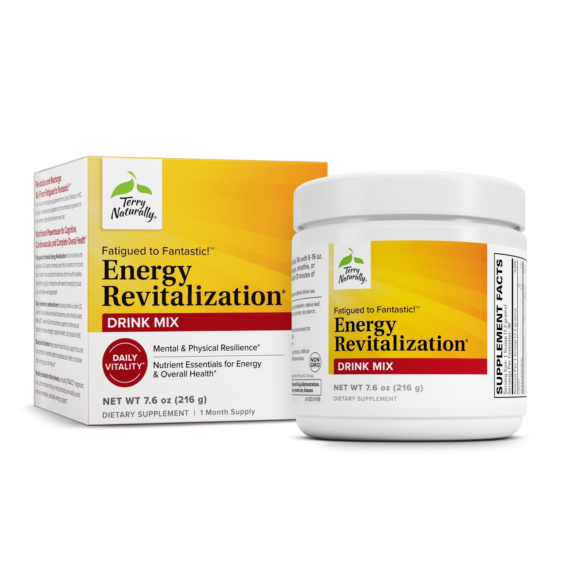 Terry Naturally Fatigued to Fantastic Energy Revitalization - Drink Mix for Energy with L-Tyrosine, Vitamins A, D3, E & B - Supports Heart Health - 7.6 oz (30 Servings) Terry Naturally Au supplements