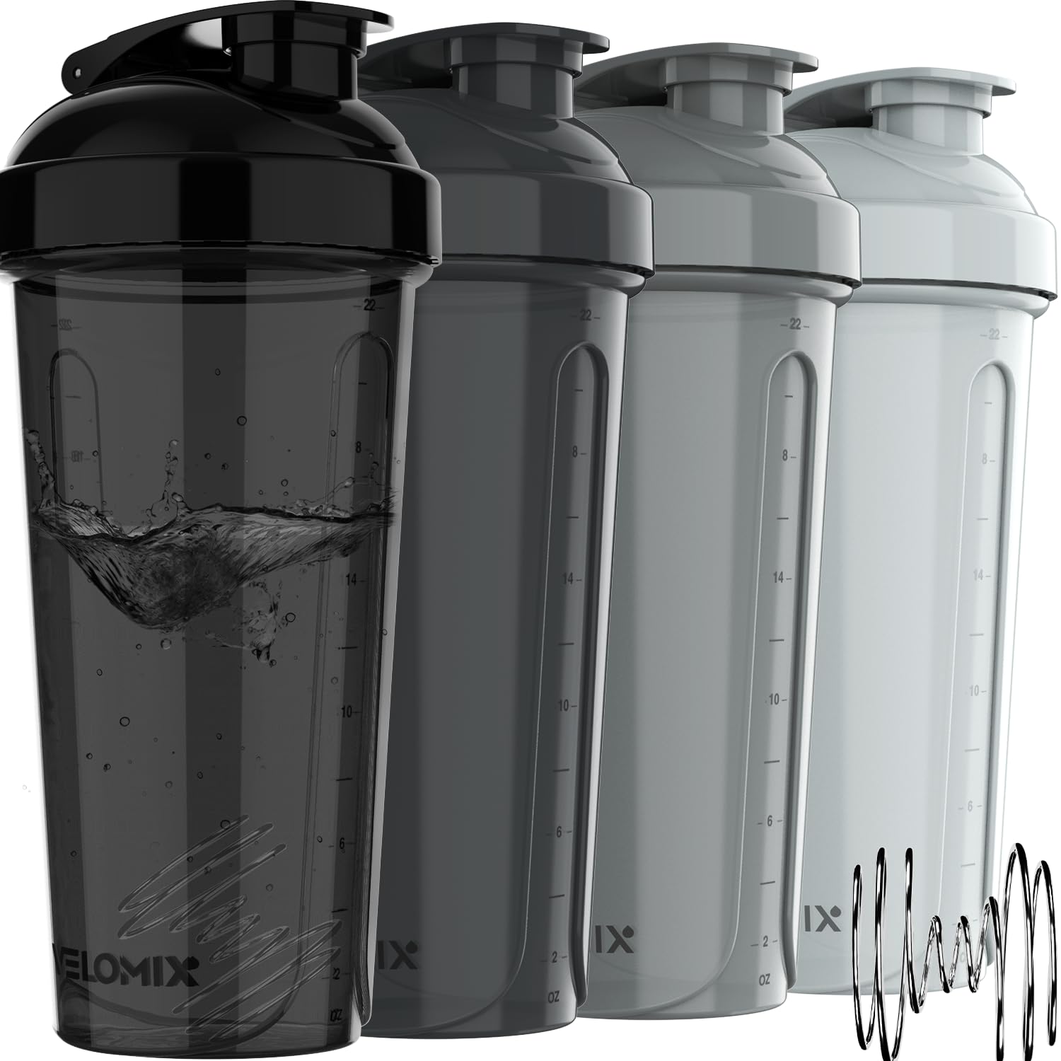 VELOMIX -4 PACK- Protein Shaker Bottles for Protein Mixes, 28 OZ Shaker Cups for Protein Shakes VELOMIX Au supplements