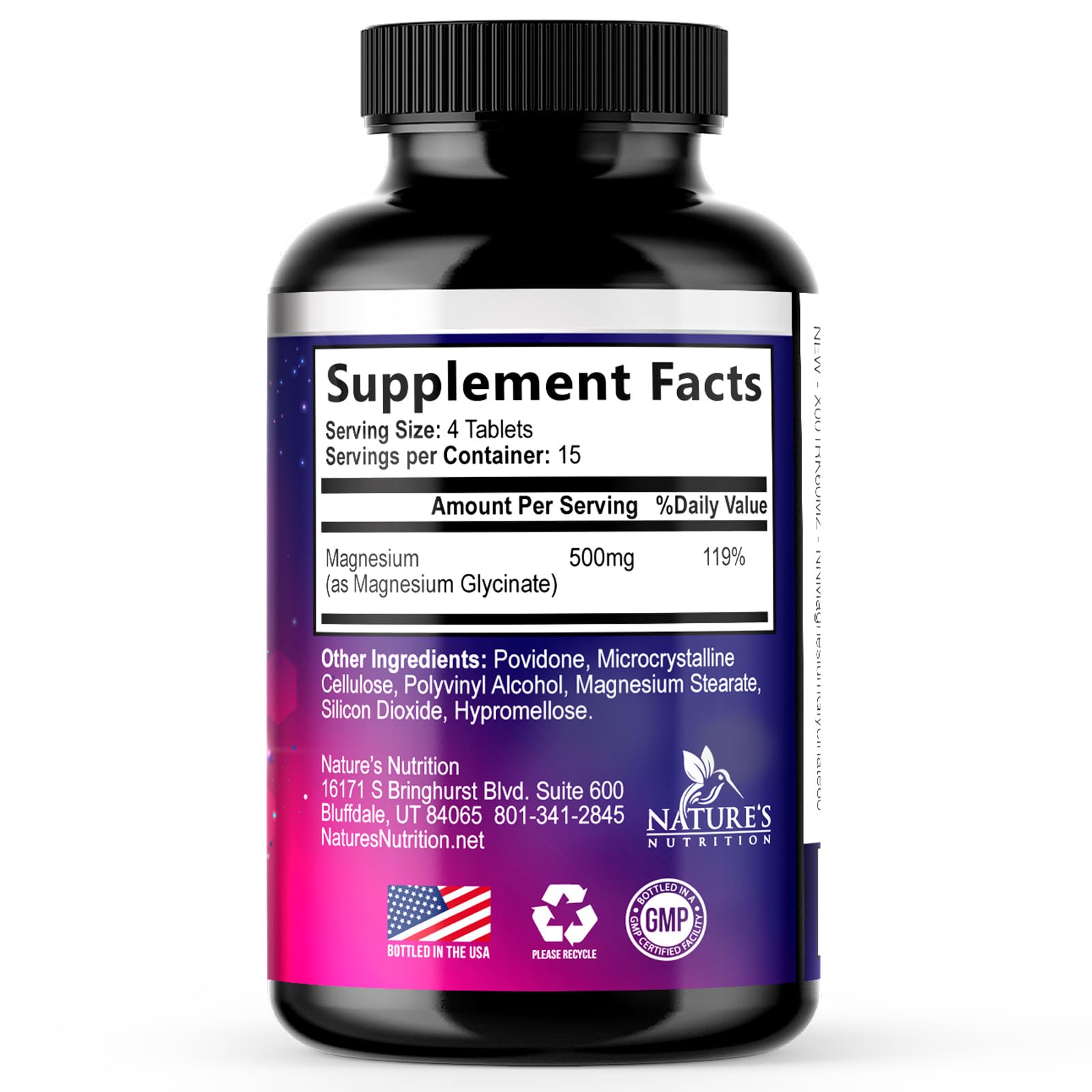 Magnesium Glycinate Supplement - 500mg Magnesium Per Serving - 100% Chelated & Purified - Supports Sleep, Heart Health, & Muscle Strength - Best Absorption Magnesium, Bottled in USA - 60 Tablets Nature's Nutrition Au supplements