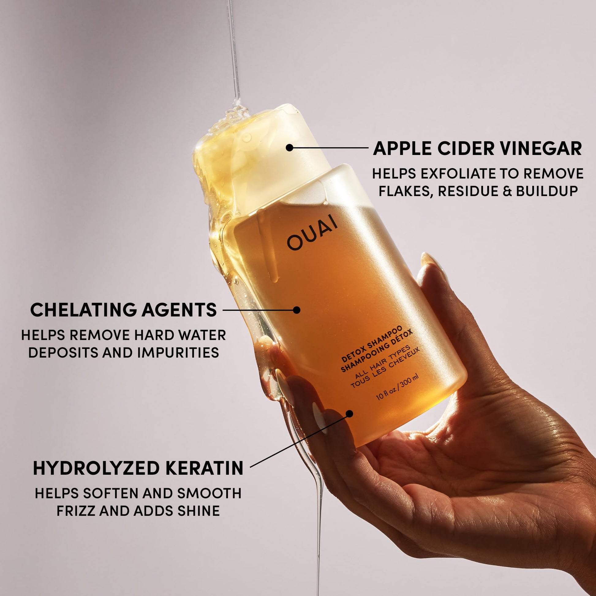 OUAI Detox Shampoo - Clarifying Shampoo for Build Up, Dirt, Oil, Product and Hard Water - Apple Cider Vinegar & Keratin for Clean, Refreshed Hair - Sulfate-Free Hair Care (16 oz) OUAI Au supplements