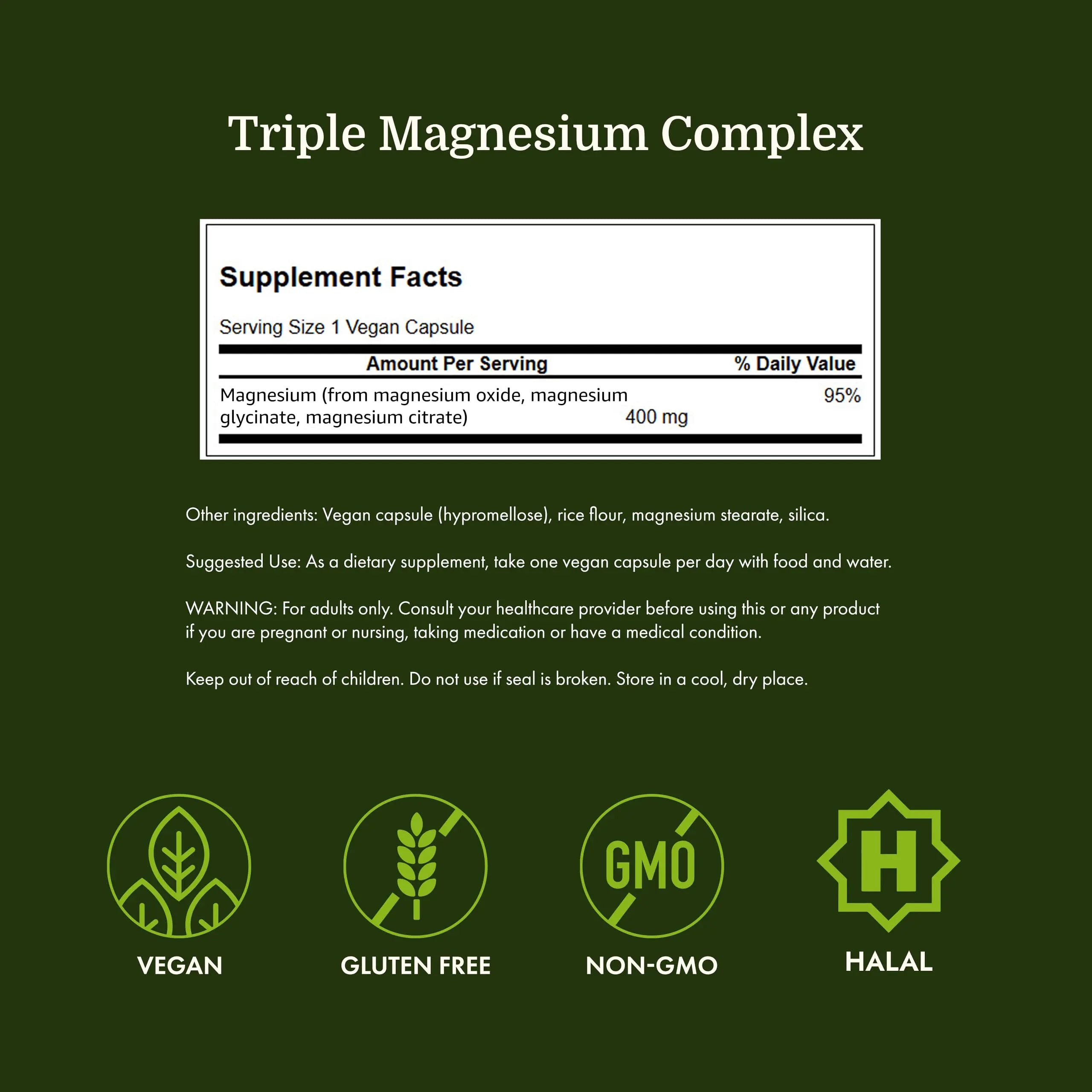 Swanson Triple Magnesium Complex - 100 Capsules, 400mg Each Swanson Au supplements