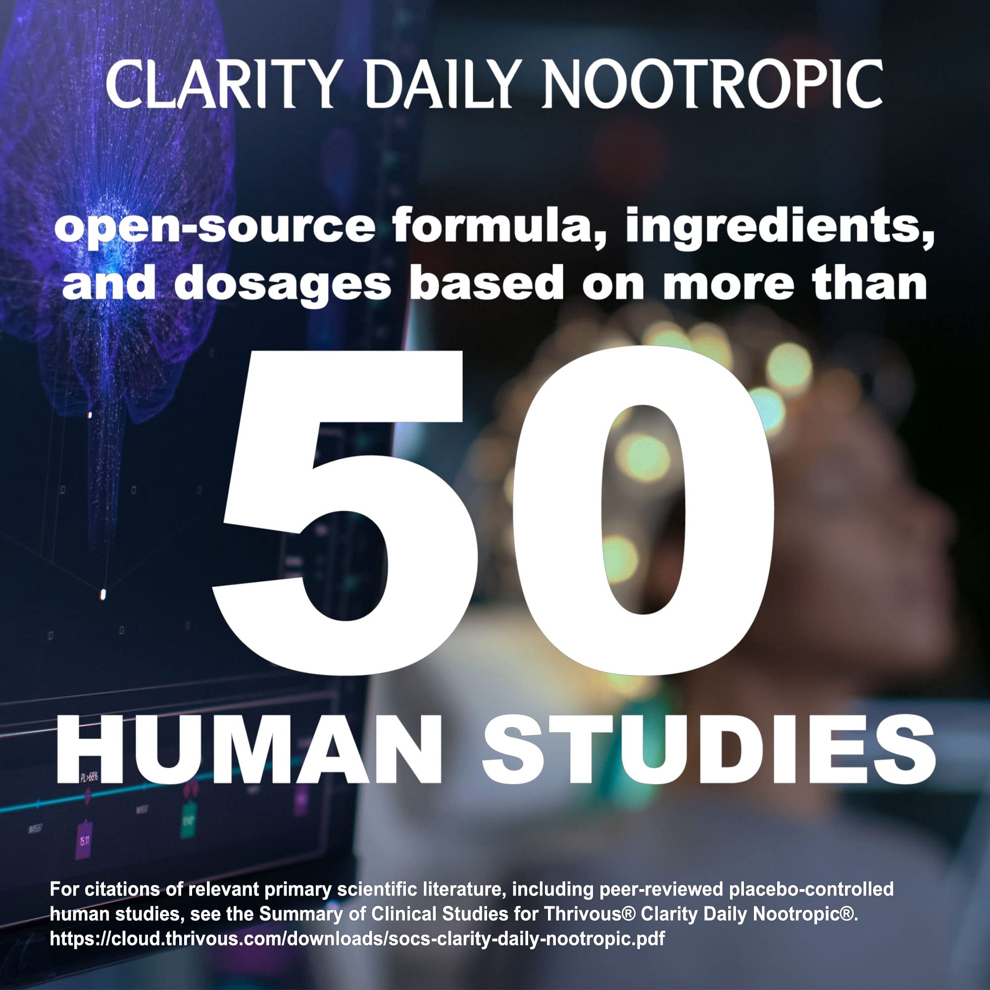 Thrivous Clarity Daily Nootropic – Cognitive Support & Mood Formula with Bacopa (Synapsa®), L-Theanine, Rhodiola Rosea, Vitamin B Complex & Zinc Picolinate – 60 Vegan Capsules Thrivous Au supplements