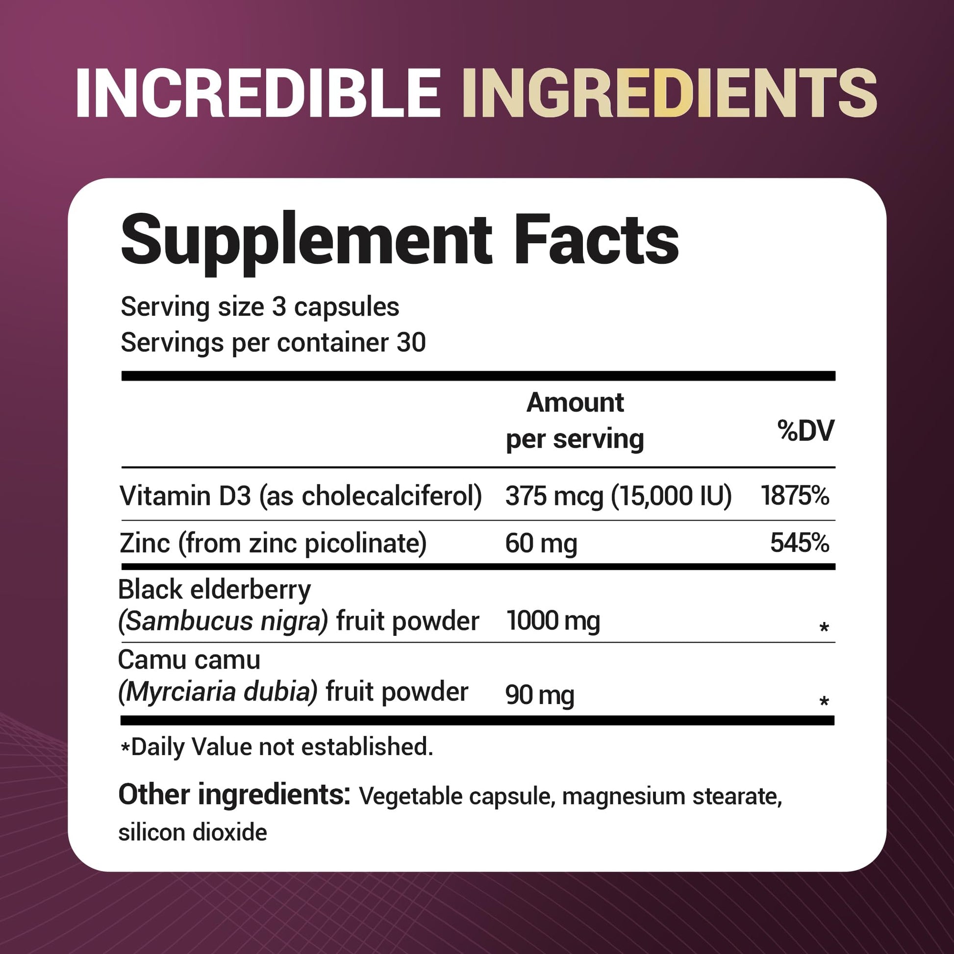 Dr. Berg Black Elderberry Capsules (Advanced Immune Support*) with 15,000 IU Vitamin D, 60 mg of Zinc, & 90 mg of Camu Camu - (4-in-1) Sambucus Elderberry Immune Support Supplement - 90 Capsules Dr. Berg Nutritionals Au supplements