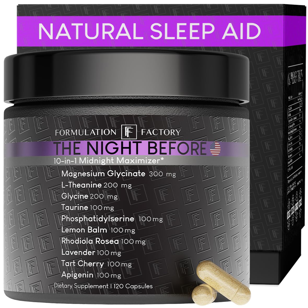 The Night Before 10-in-1 Midnight Maximizer Sleep Aid, Stress Relief, Cognition, Relaxation, Recovery, Focus, Magnesium Glycinate, L-Theanine & More, (120 Capsules – 2 Month Supply) Formulation Factory Au supplements