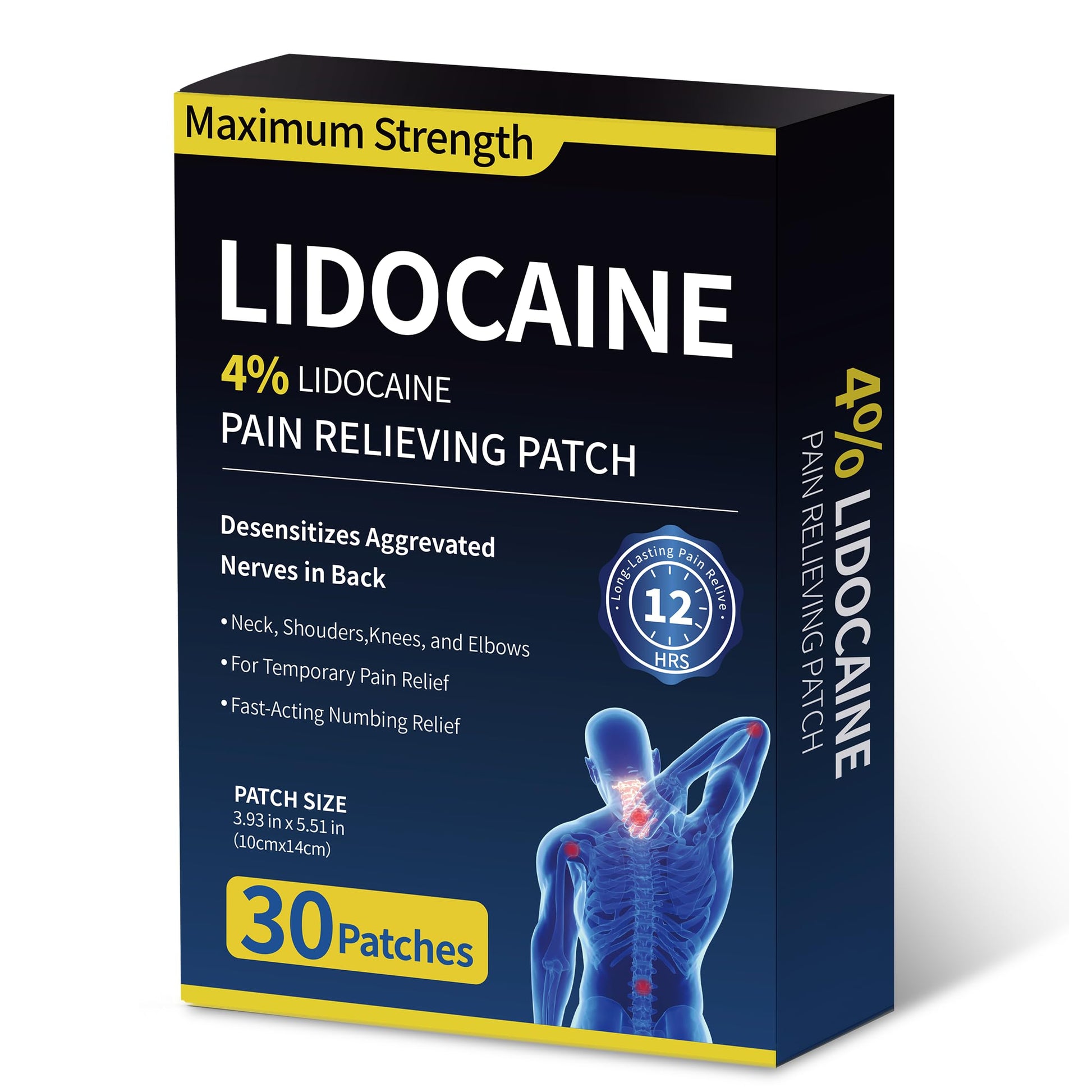 SZLGANG 4% Lidocaine Pain Relief Patches - (Large, 30, Count) Maximum Strength Relief for Back, Neck, Shoulder, Joint & Muscle Pain, 3.9”x 5.5”-03CCD SZLGANG Au supplements