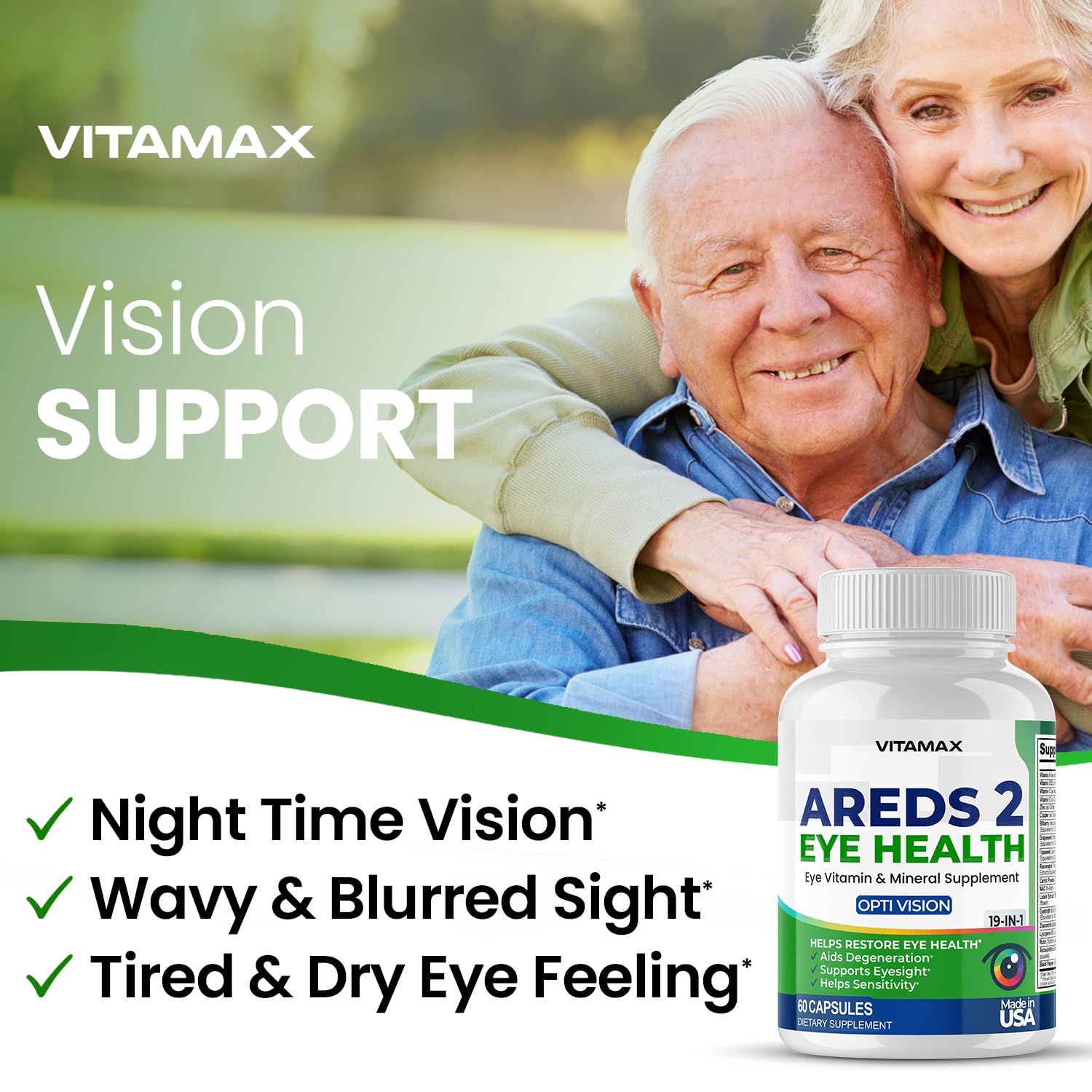 AREDS 2 Eye Vitamins - Lutein, Zeaxanthin, Bilberry, Astaxanthin Mineral Vision Supplement - Supports Eye Strain, Dry Eyes, Pressure, and Vision Health - Made in USA - 120ct Vitamax Au supplements