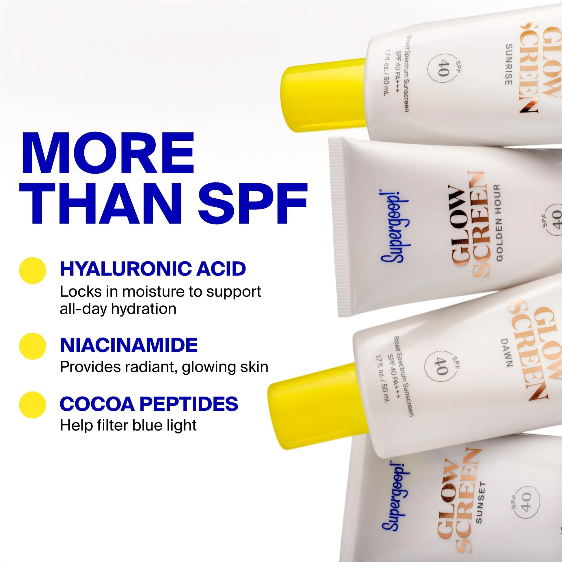 Supergoop! Glowscreen SPF 40, Sunrise (Champagne Glow) - 1.7 fl oz - Glowy Primer + Broad Spectrum Tinted Sunscreen - Helps Filter Blue Light - Hydration - Hyaluronic Acid & Vitamin B5 Supergoop! Au supplements