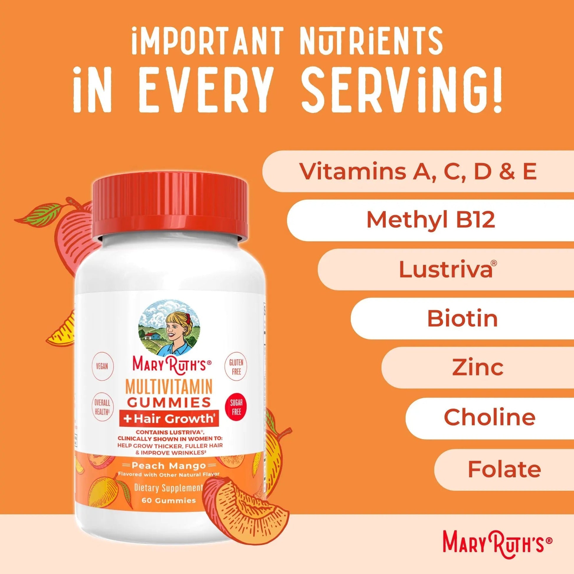 MaryRuth's Multivitamin + Hair Growth Gummies | with Lustriva® | Biotin 10000mcg | B Vitamins | Formulated for Thicker Hair MaryRuth Organics Au supplements