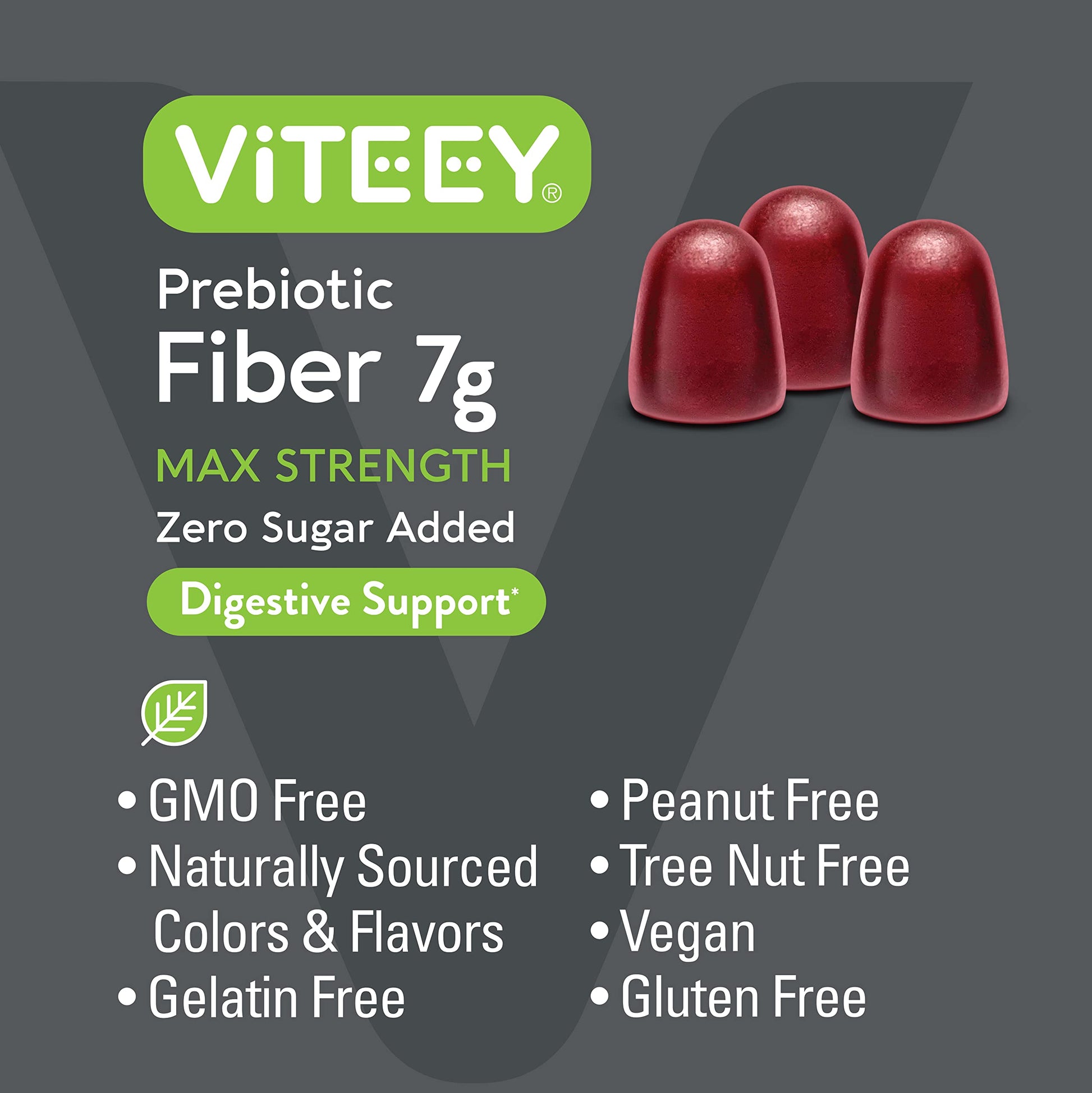 Prebiotic Fiber Gummies 7G Extra Strength [Zero Sugar Added] Digestive Heath Regularity Viteey Au supplements