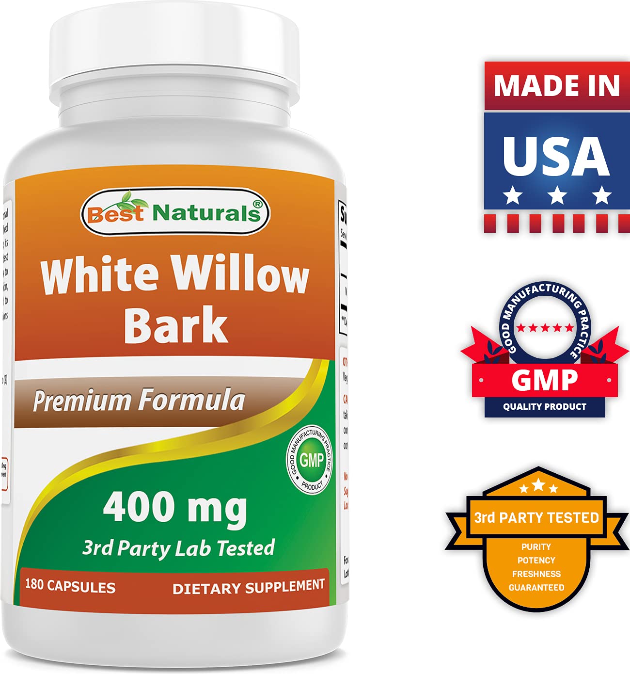 Best Naturals White Willow Bark 400 mg 180 Capsules (180 Count (Pack of 2)) Best Naturals Au supplements