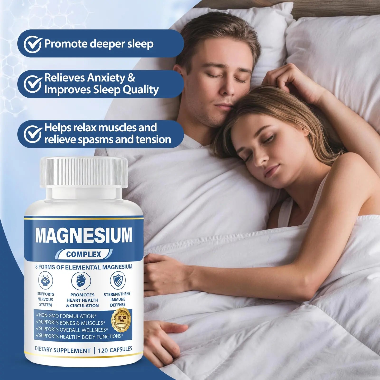 1000mg Magnesium Complex 8 in 1 for Women & Men – Magnesium Glycinate, Citrate, Malate, Taurate, Oxide, Carbonate, Aspartate, Orotate – Vegan Non-GMO, for Sleep, Fatigue & Heart Health, 120 Capsules BOSNETHUINH Au supplements
