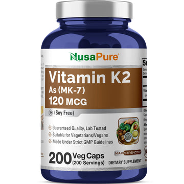 NusaPure Vitamin K2 MK7 120 mcg 200 Veggie Caps (Soy Free, Non-GMO, Vegan) NusaPure Au supplements